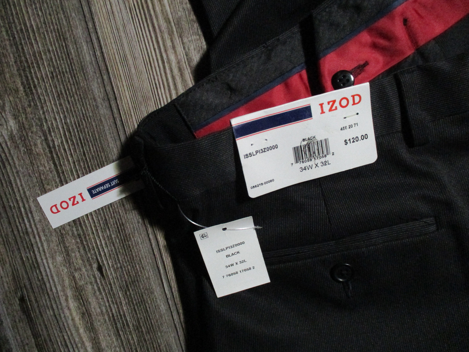 NEW IZOD Black Print Suit Pants 34×32 Msre 33×30 MSRP $120 Special Occassion