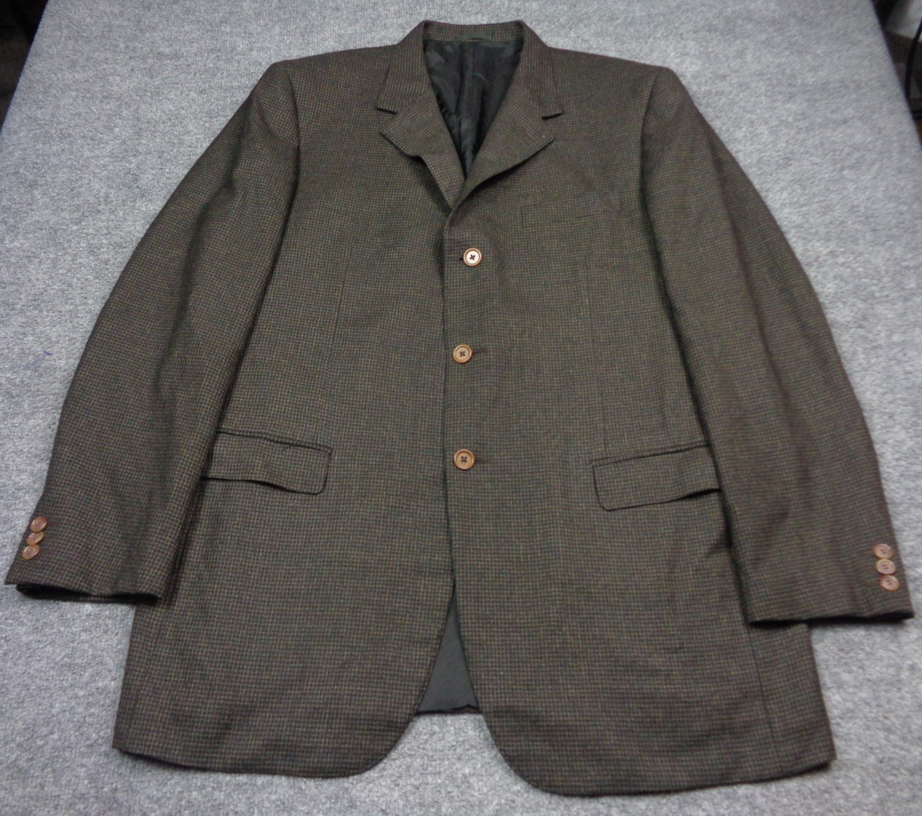 Loro Piana Mabrouomo Blazer Mens 46L Brown Merino Wool Houndstooth Italy