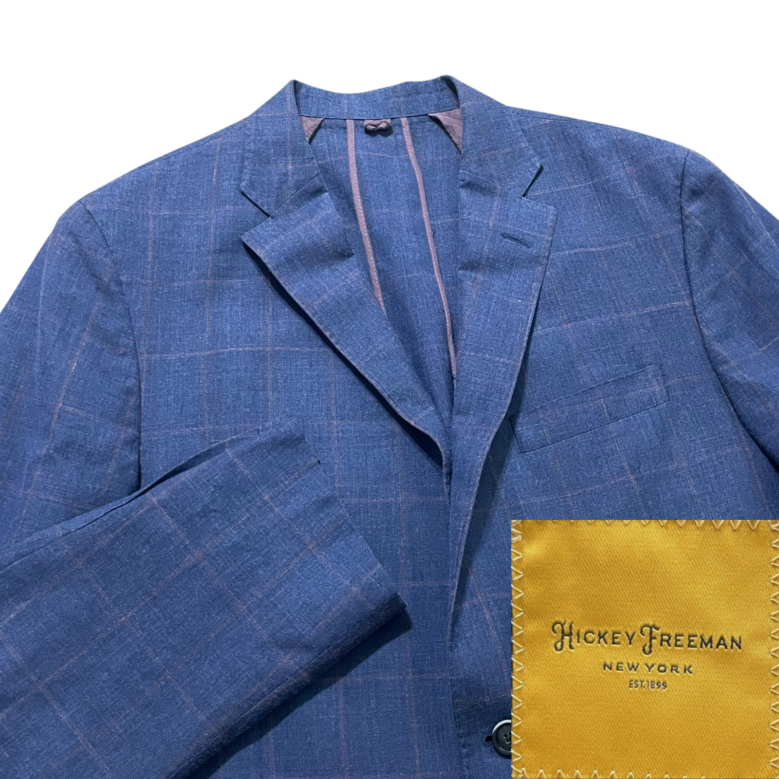 Hickey Freeman Sport Coat Men 42 S Navy Woven Weightless Wool Silk Linen Bespoke