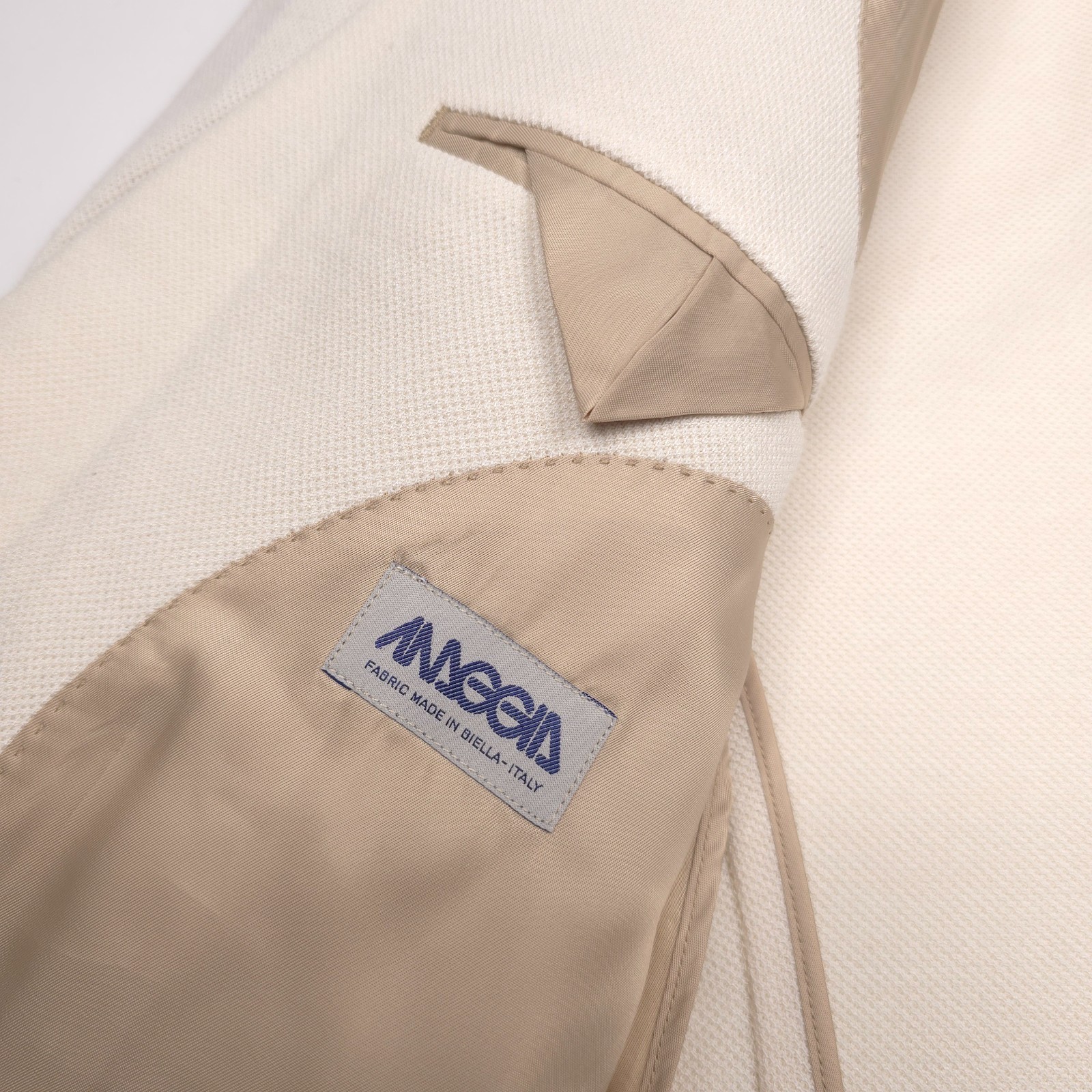 Vince Sport Coat Mens 46R Slim Cream Cotton & Silk Pique Jersey Blazer Jacket