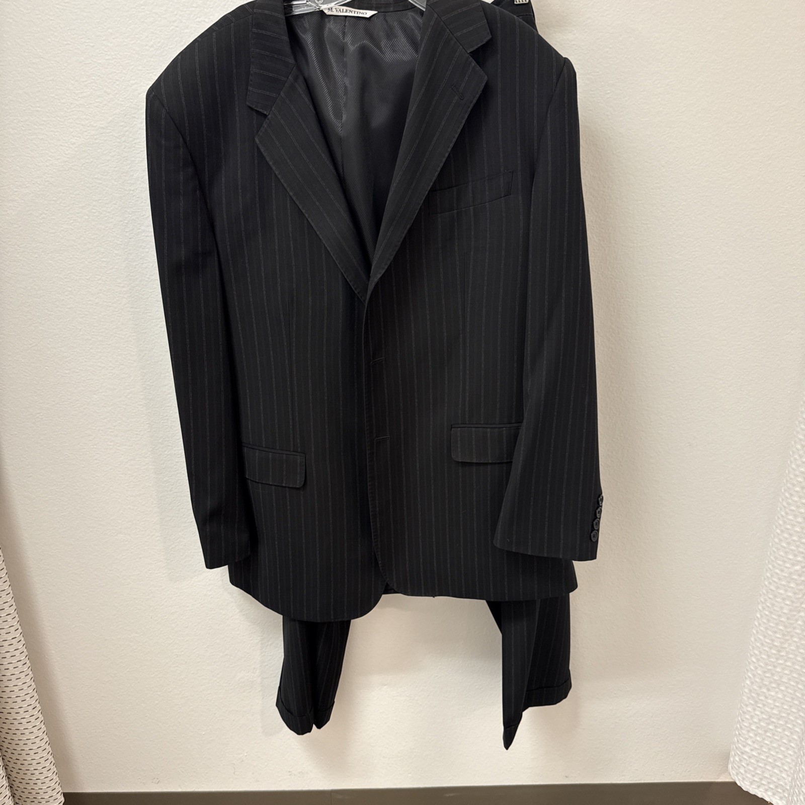 M. Valentino Pinstripe Suit Jacket Size 46 Pants 38 See Measurement Photos