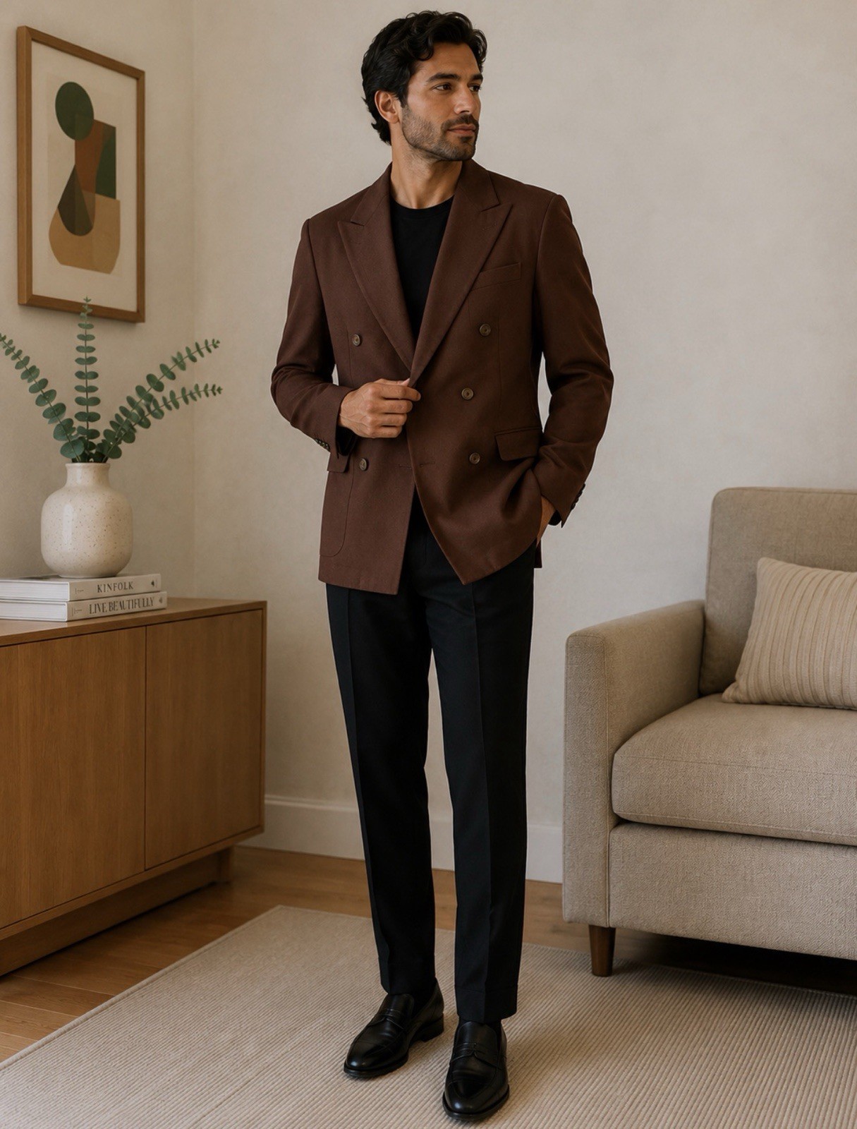 Vintage Brown Double-Breasted Blazer