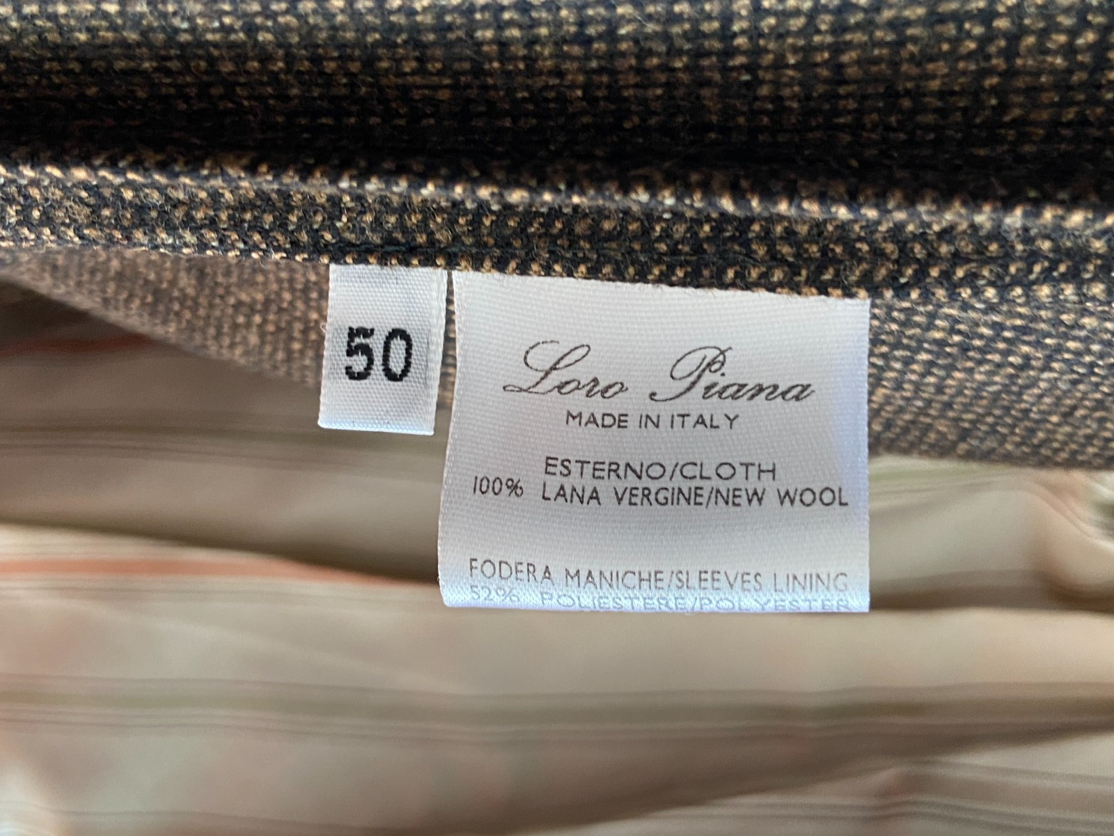 LORO PIANA Herringbone Brown Single Breasted Unlined Men’s Sport Blazer IT 50