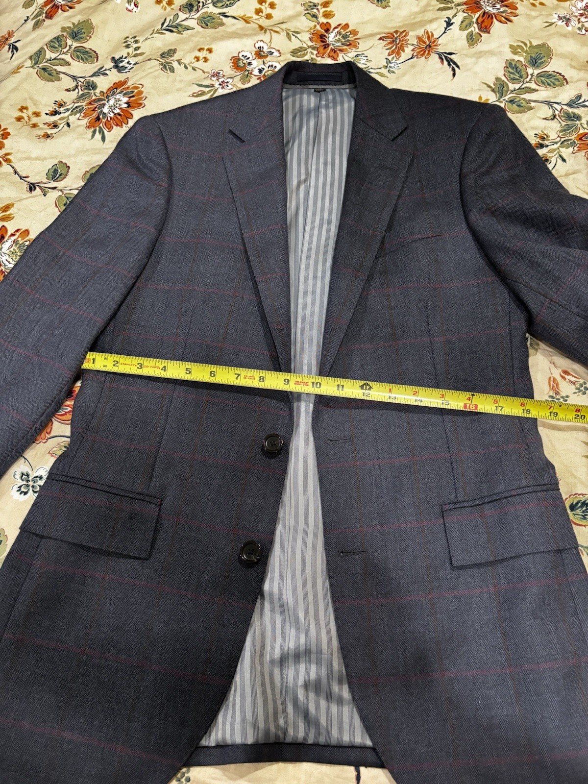 J.CREW Ludlow Slim 2-Piece Blue Plaid Worsted Wool Suit 36R 28×32