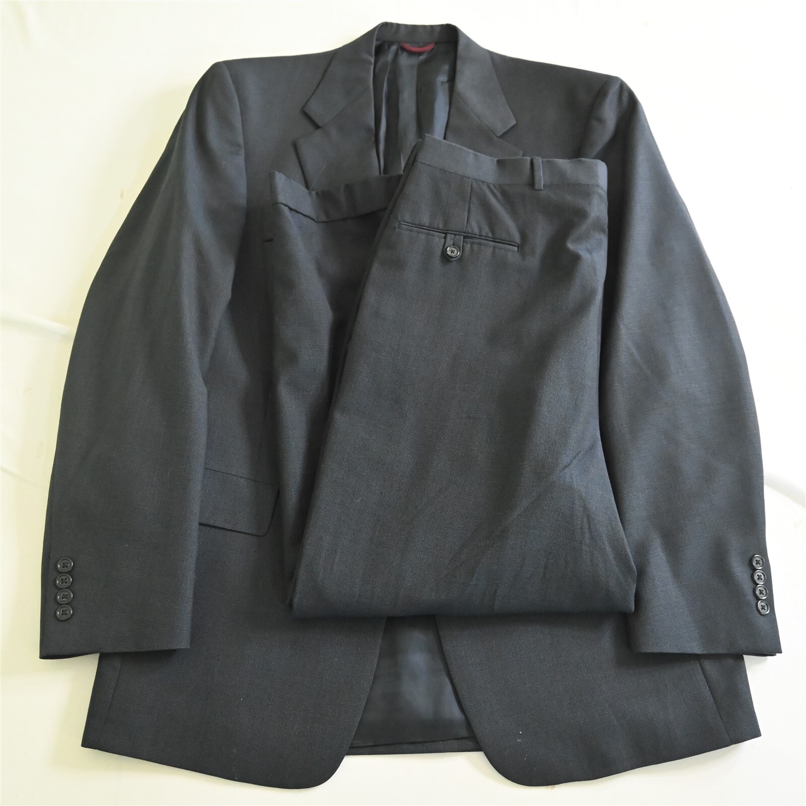 Vtg Hart Schaffner Marx 42L 36×28 Blue USA Made Wool Mens Jacket Pants Suit