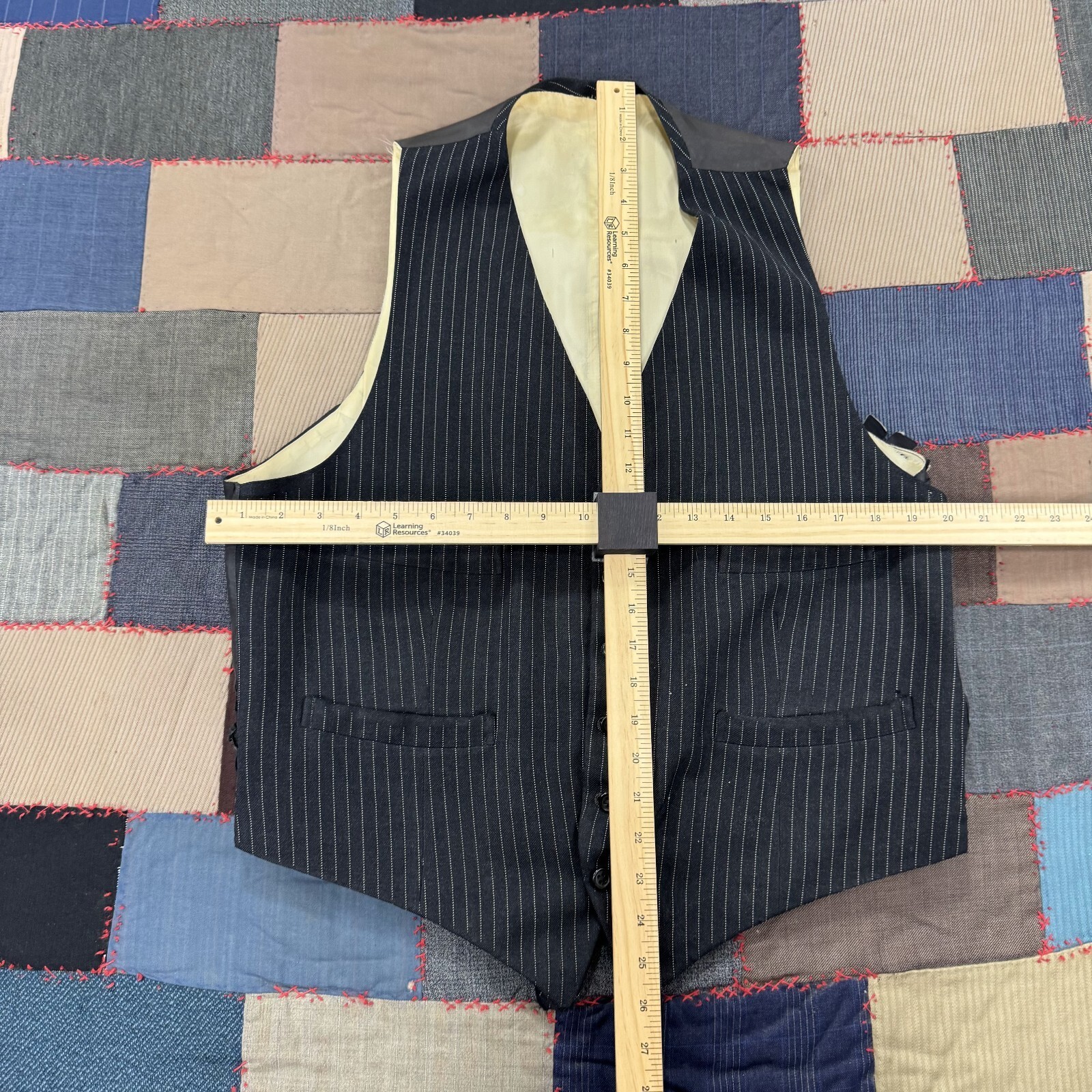 Vintage 1969 J.C. Wells London Men Black Pinstripe Wool Classic 3-Piece Suit Set