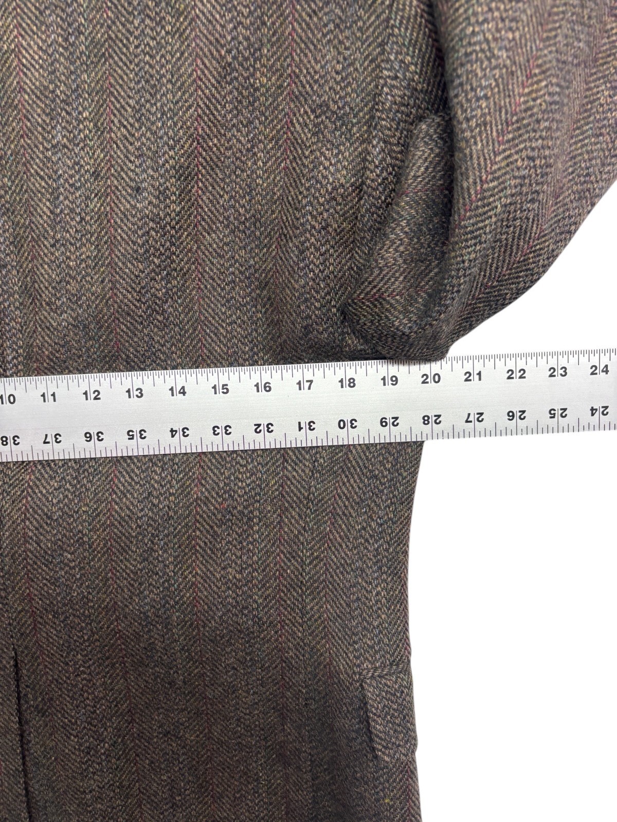 vtg English Manor Brown Herringbone Tweed Blazer Jacket Sport Suit Coat Wool