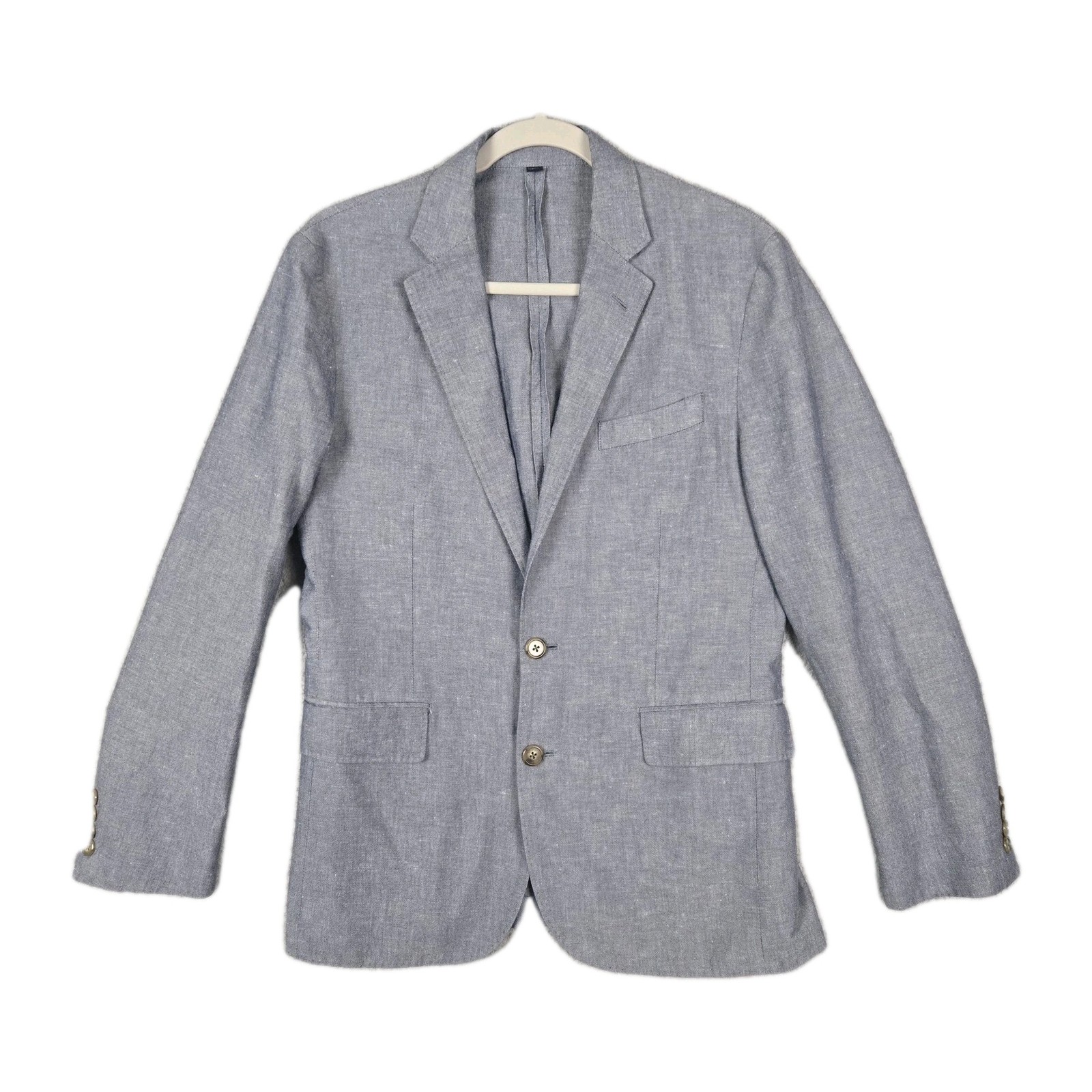 J. CREW Ludlow Unstructured Blazer Marled Slate Blue Cotton & Linen Blend 36S