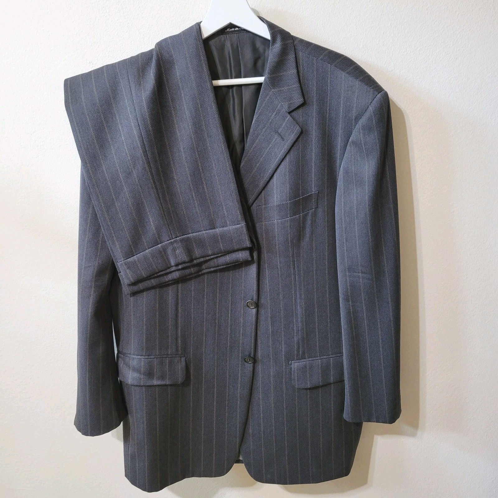 Pal Zileri Jacket Size IT 56 R /Pants 36W X 30L Gray Pinstriped 100% Wool Suit
