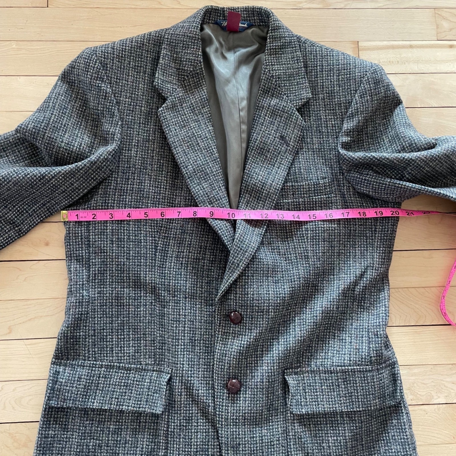 Vintage Gray Brown Tweed Blazer Mens 40R Sport Coat Classic Wool Preppy Retro