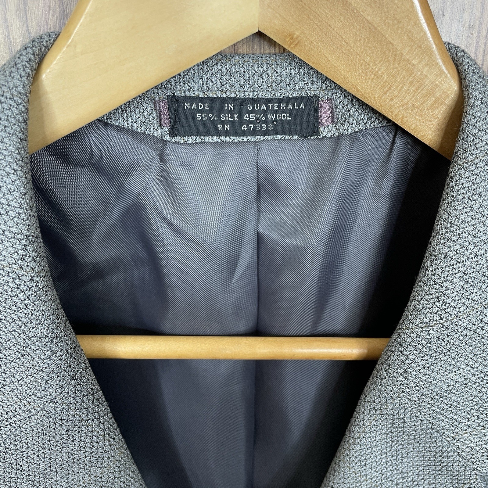 Jones New York Sport Coat Mens 42R Gray Multicolor Check Silk Wool Three Buttons