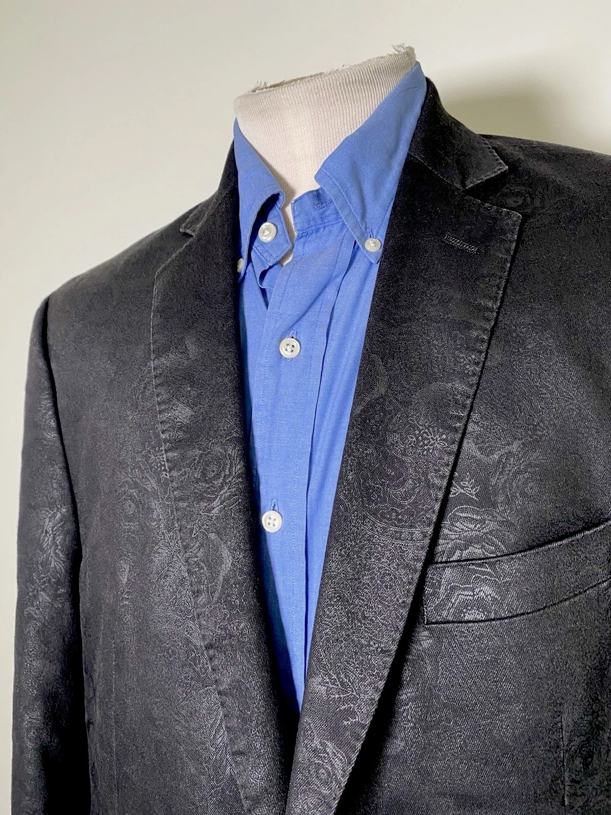 Tallia Brushed Black Jacquard Paisley Sport Jacket 44R Blazer Sport Jacket Coat