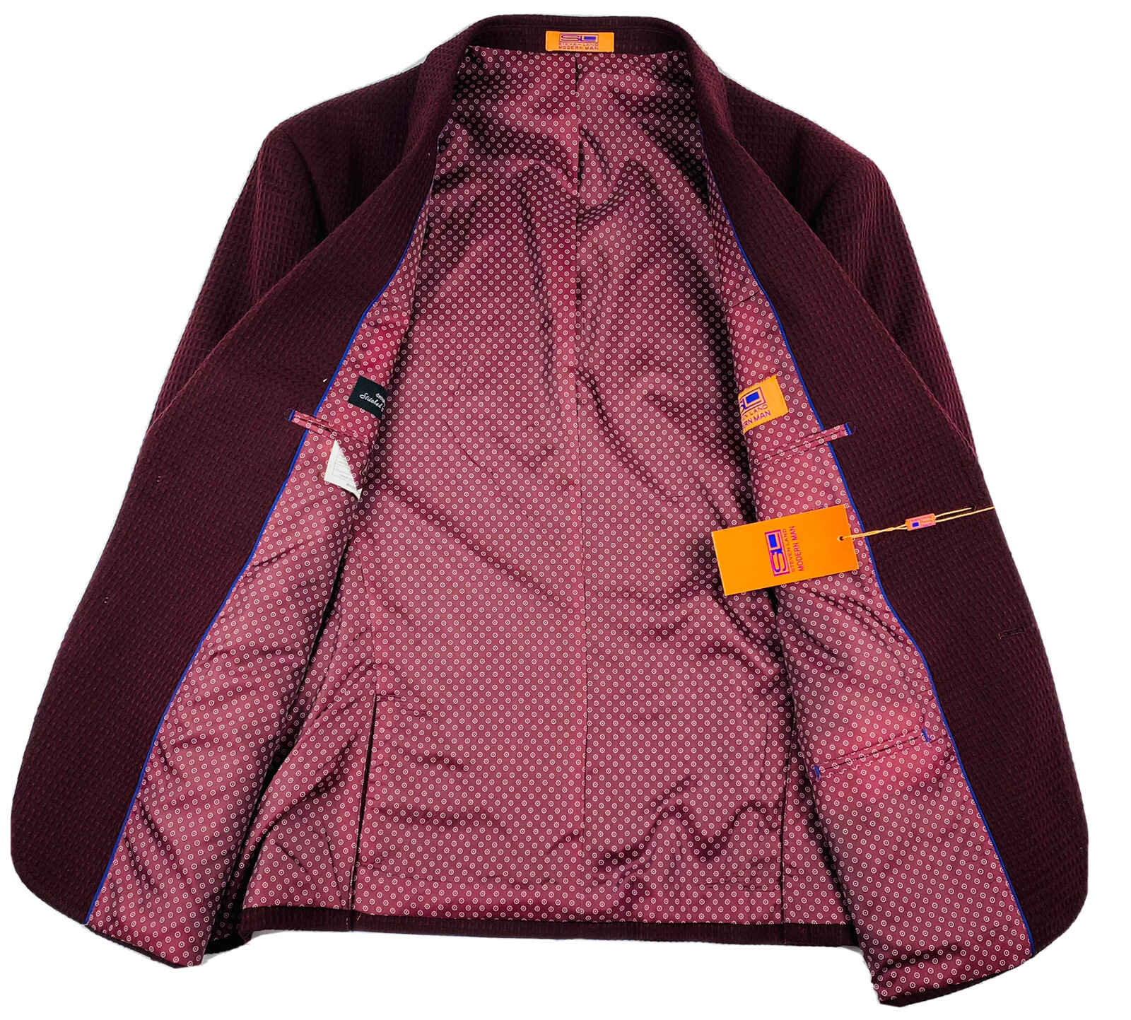 Steven Land Modern Man Cotton Polyester Textured Burgundy Mens Blazer 36R NWOT