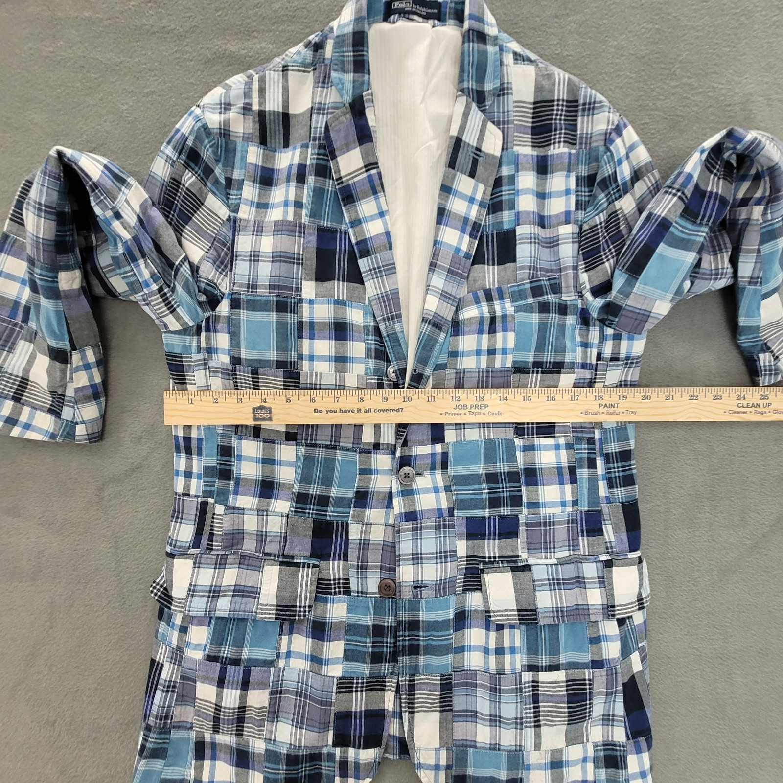 Vintage Polo Ralph Lauren Madras Patchwork Summer Sport Blazer Blue – Flaw Men M