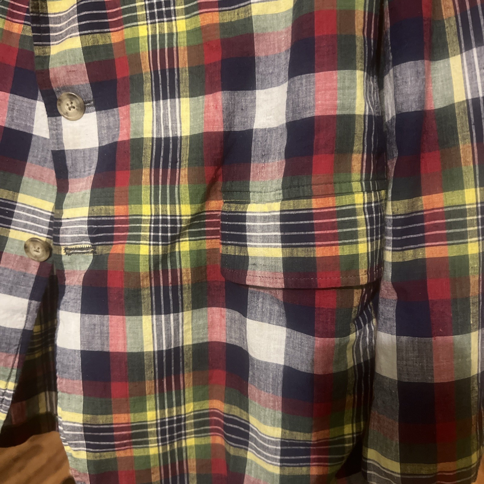 Vintage 1960s Corbin Madras Sport Coat 42R Plaid Preppy Blazer