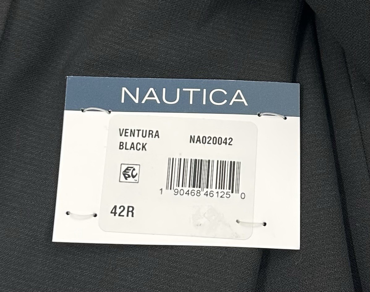 Nautica Men’s Modern-Fit Bi-Stretch Suit Jacket, Ventura Black, Size 42R