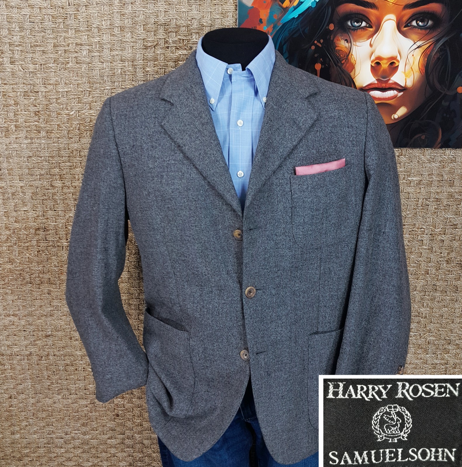SAMUELSOHN Men’s Size 40R Fall & Winter Wool Blazer Patch Pockets 3-Button Front
