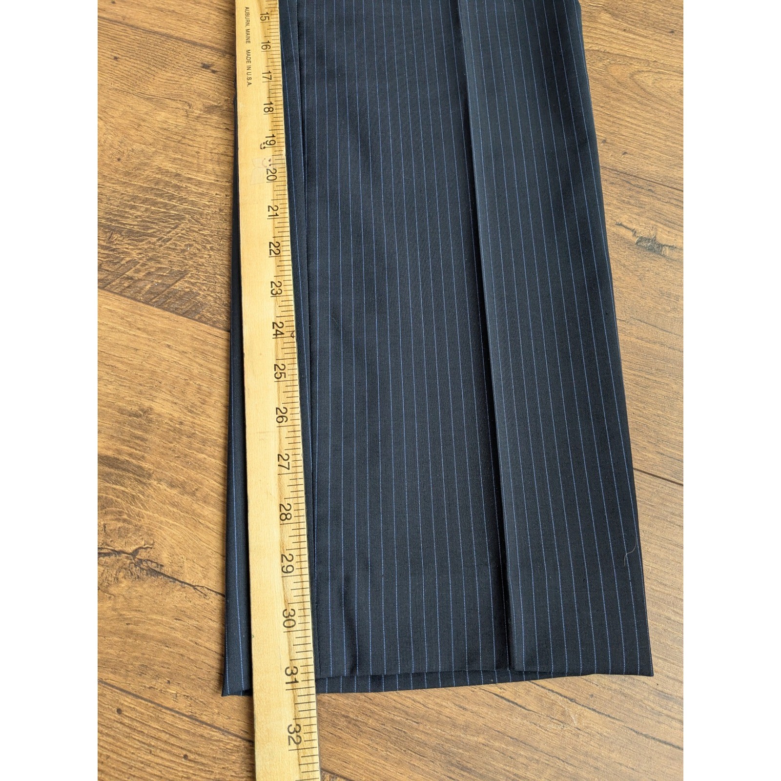 Hugo Boss Mens Gray Blue Pinstripe 100% Virgin Wool Suit Jam2 Sharp2 42R READ