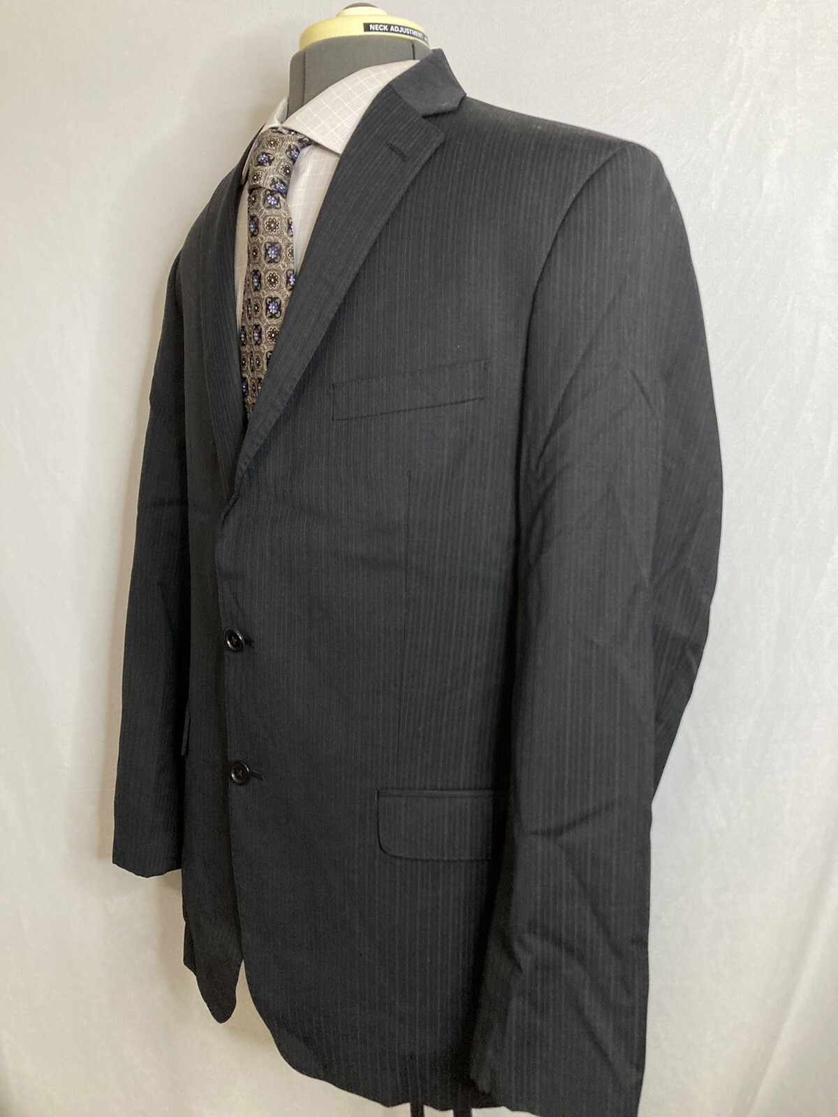 Joseph Abboud Mens Suit Jacket Blazer Sport Coat 42R 46″ Black Stripe 2 Button