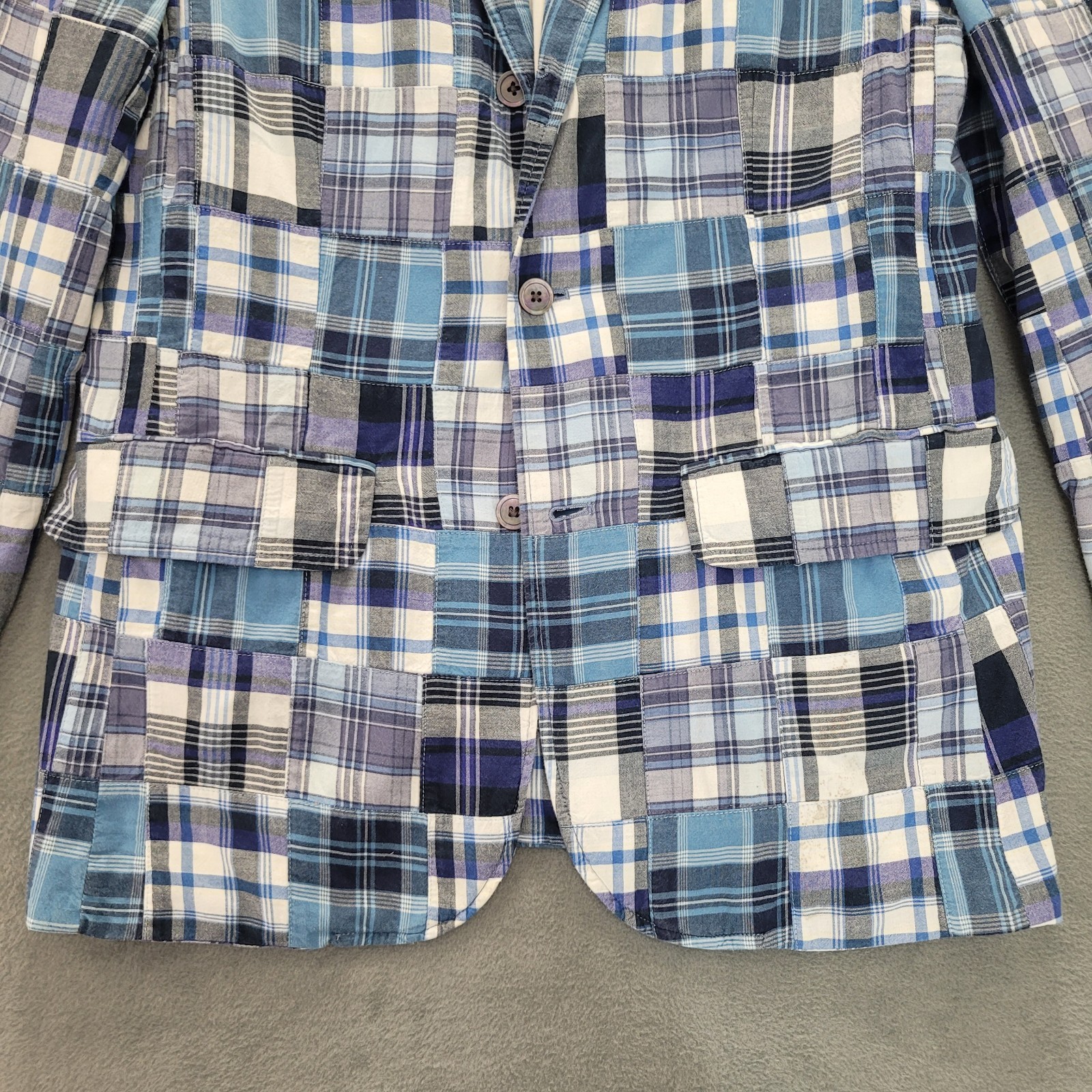Vintage Polo Ralph Lauren Madras Patchwork Summer Sport Blazer Blue – Flaw Men M