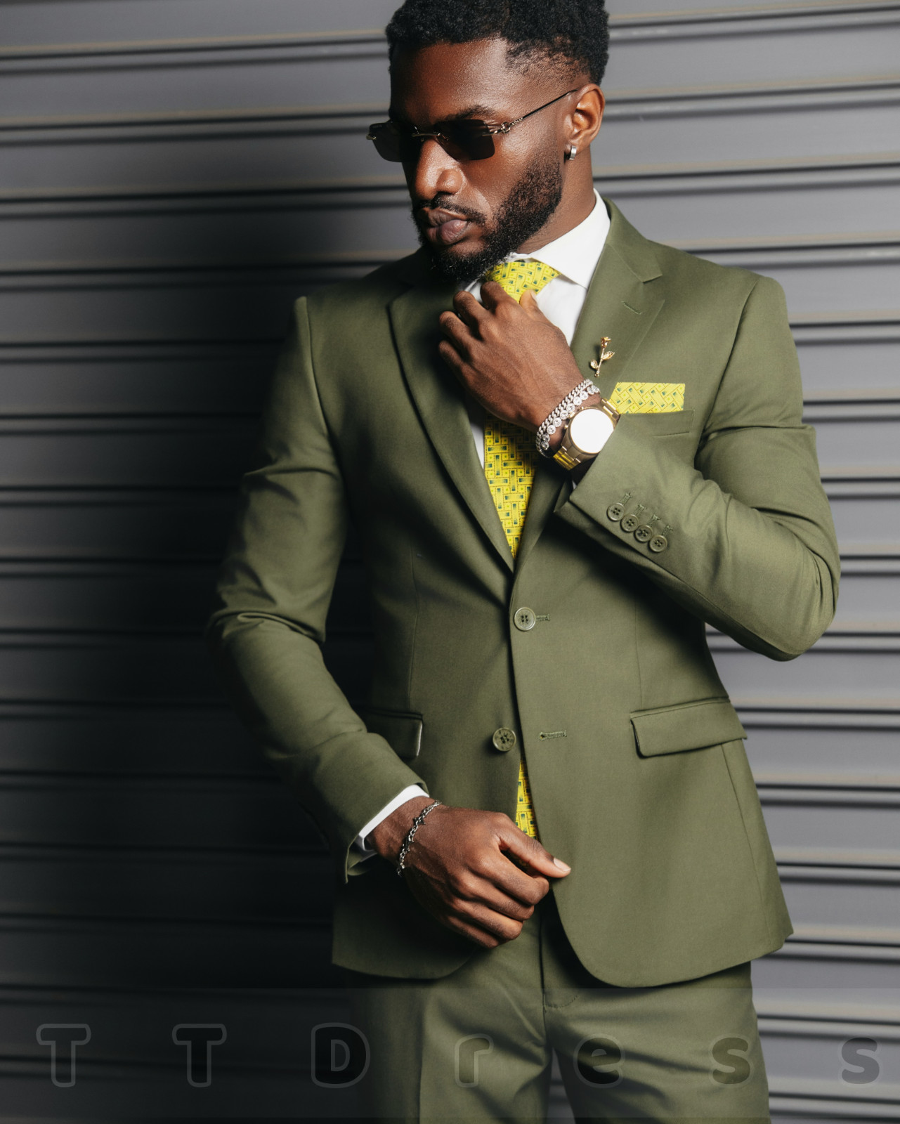 Men Olive Green 2 Piece Suit Notch Lapel Slim Fit Blazer Pants Wedding Business