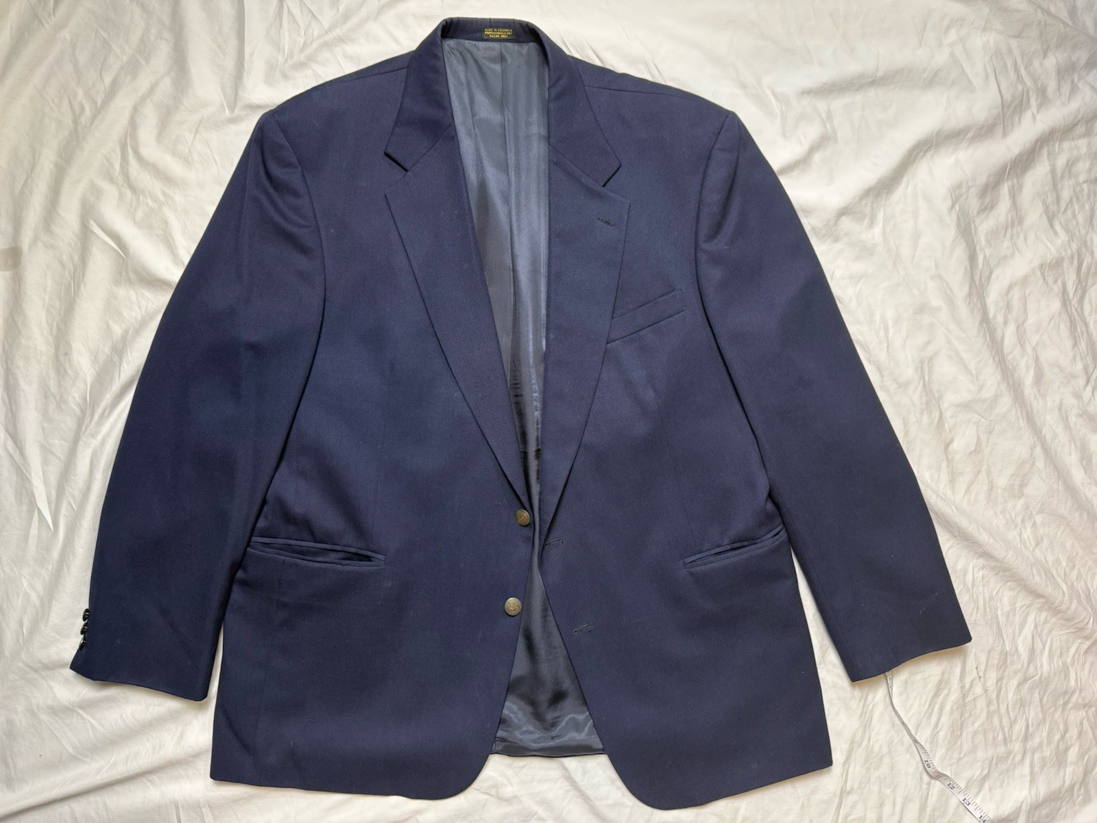 Oscar de la Renta Mens Blazer Navy Sport Coat Big Long Designer Made in Colombia
