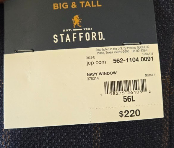 NWT Stafford Unstructured Blazer 56L Hopsack Surgeon Cuffs Hacking Sport Jacket
