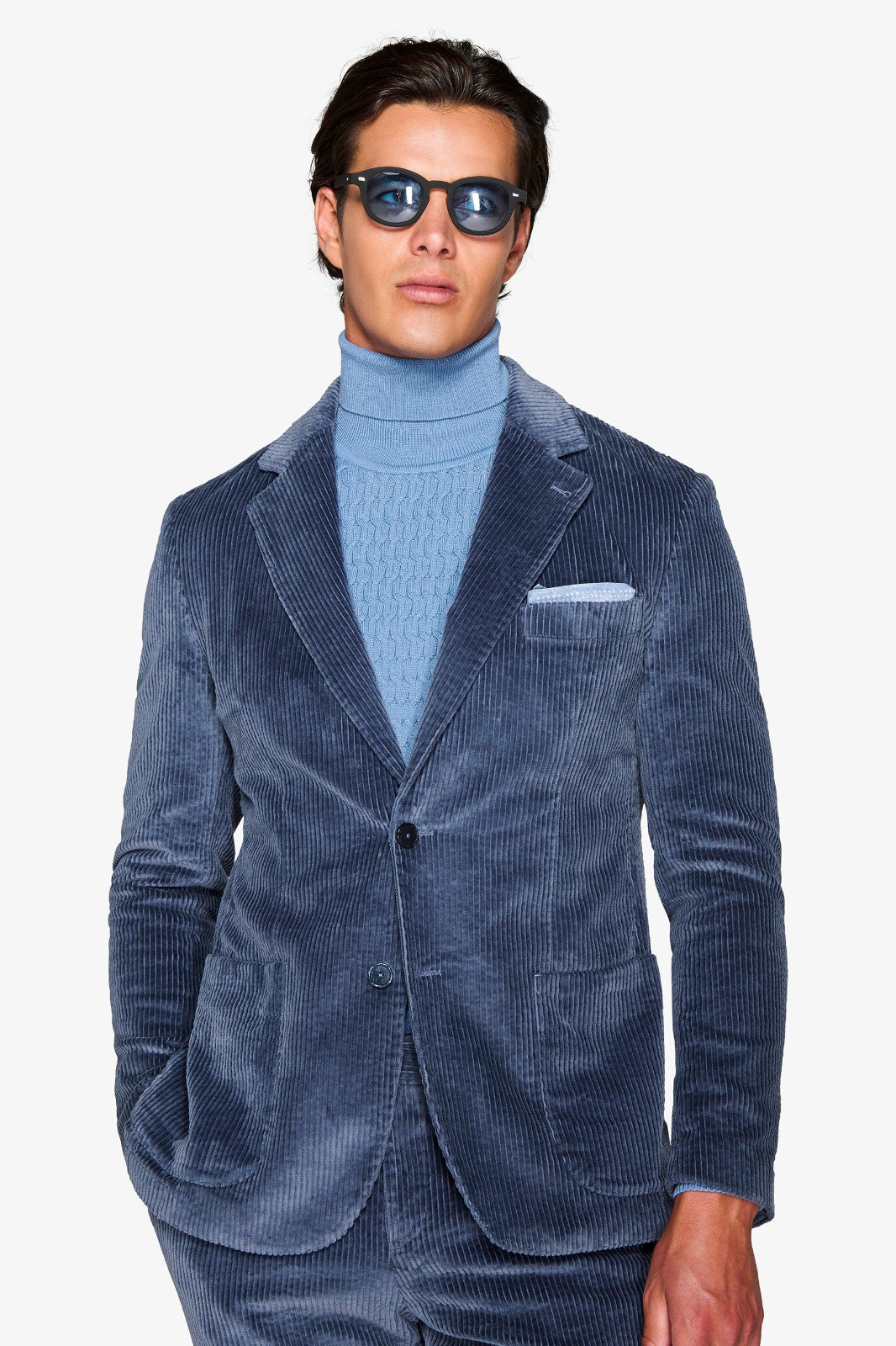 Dan John Men’s Blue Velvet Corduroy Suit Blazer Jacket & Trousers Various Sizes