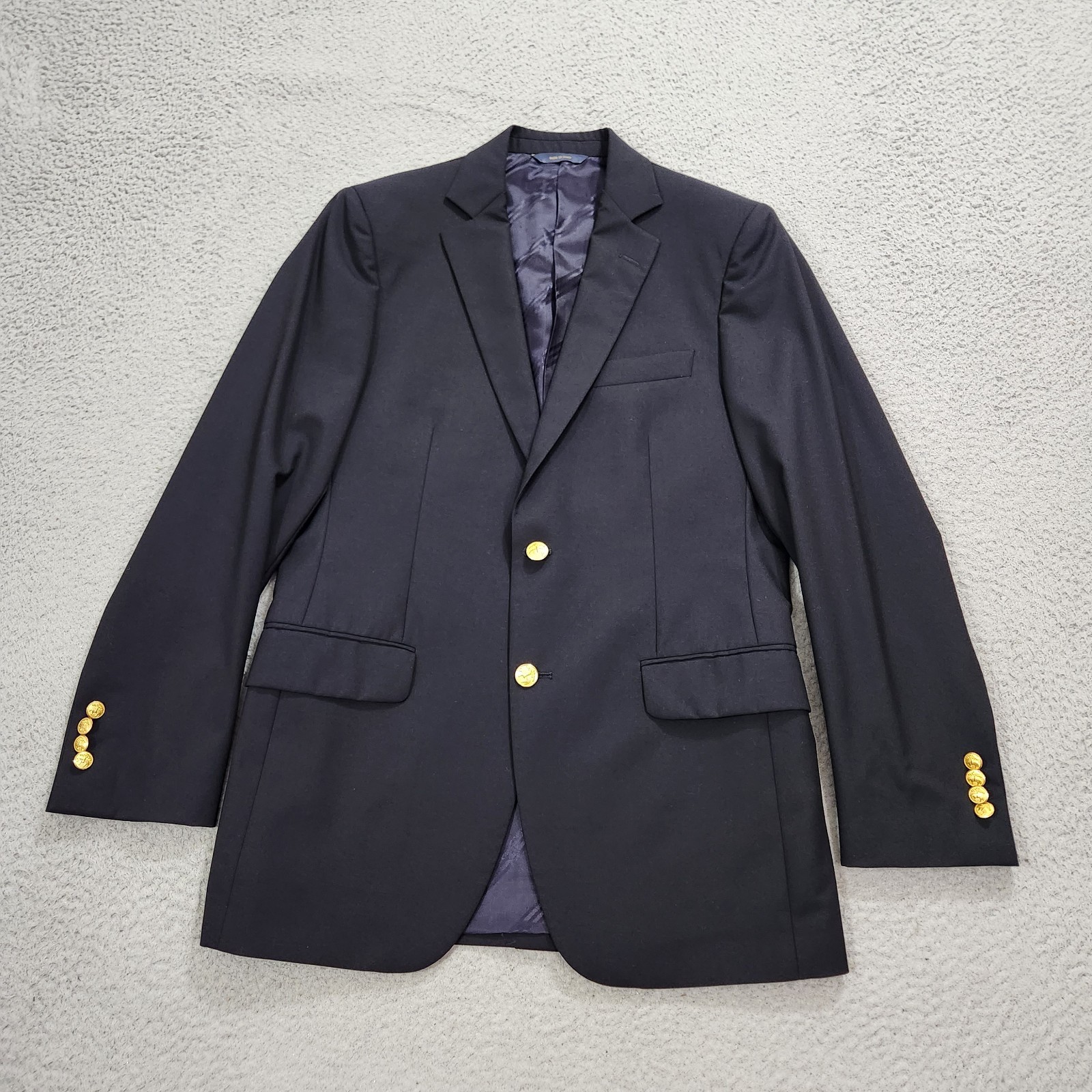 Brooks Brothers Blazer Jacket Mens 38R Black Gold Buttons Loro Piano Wool Italy