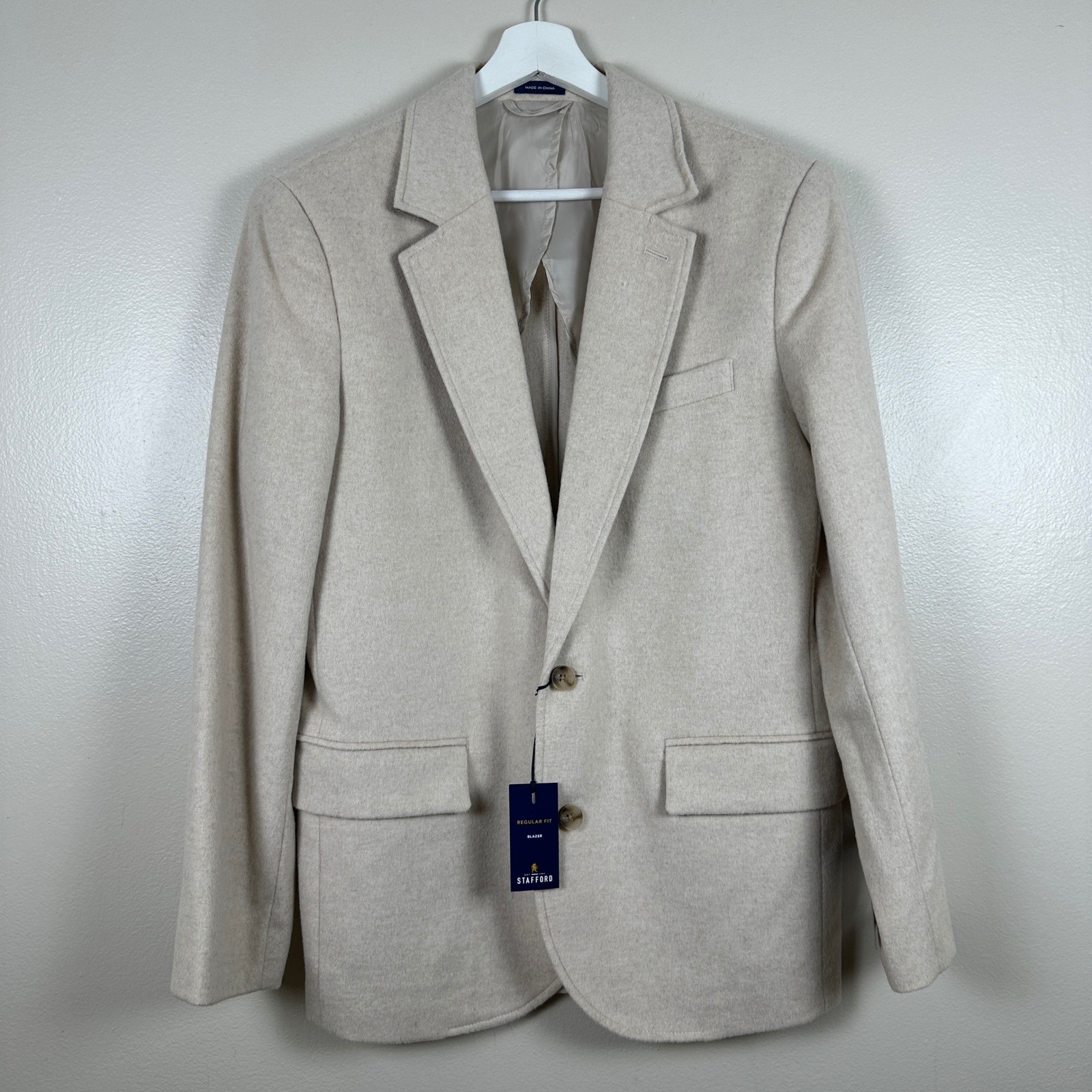 Stafford Men’s Small Blazer Taupe Wool Cashmere Blend Regular Fit NWT NEW