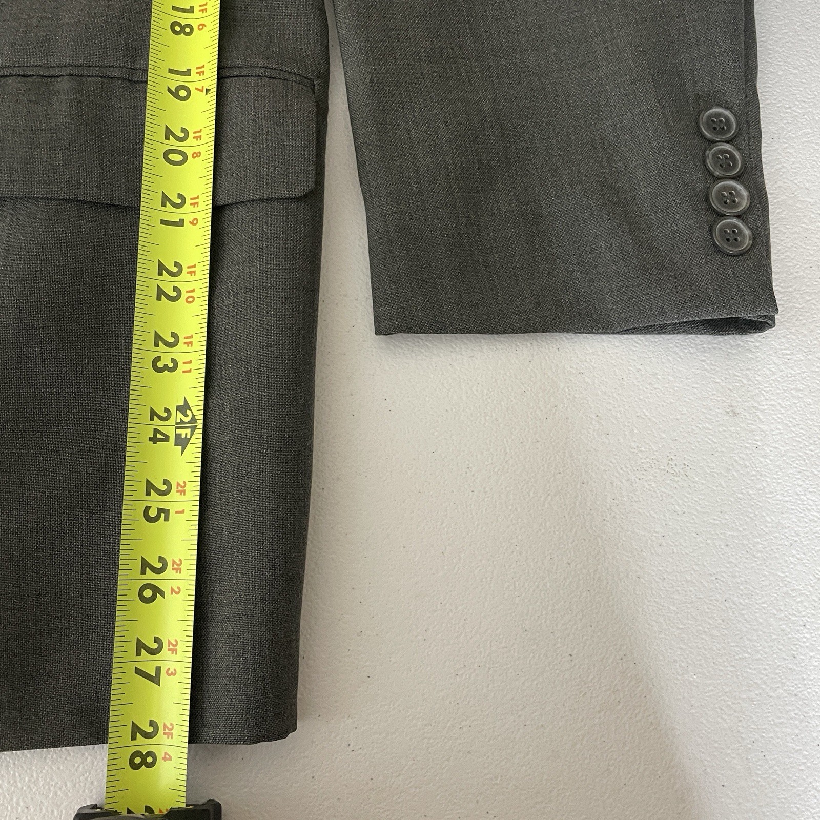 Farah Blazer Jacket Mens 40S Gray Solid Wool Polyester Two Buttons