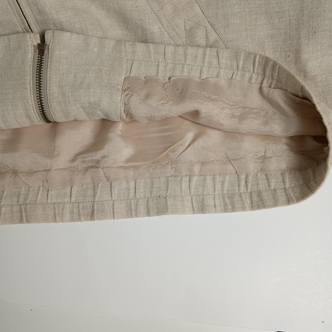 Vintage Joseph Abboud 100% Linen Bomber Jacket Golf Beige XL Lined Zip Front