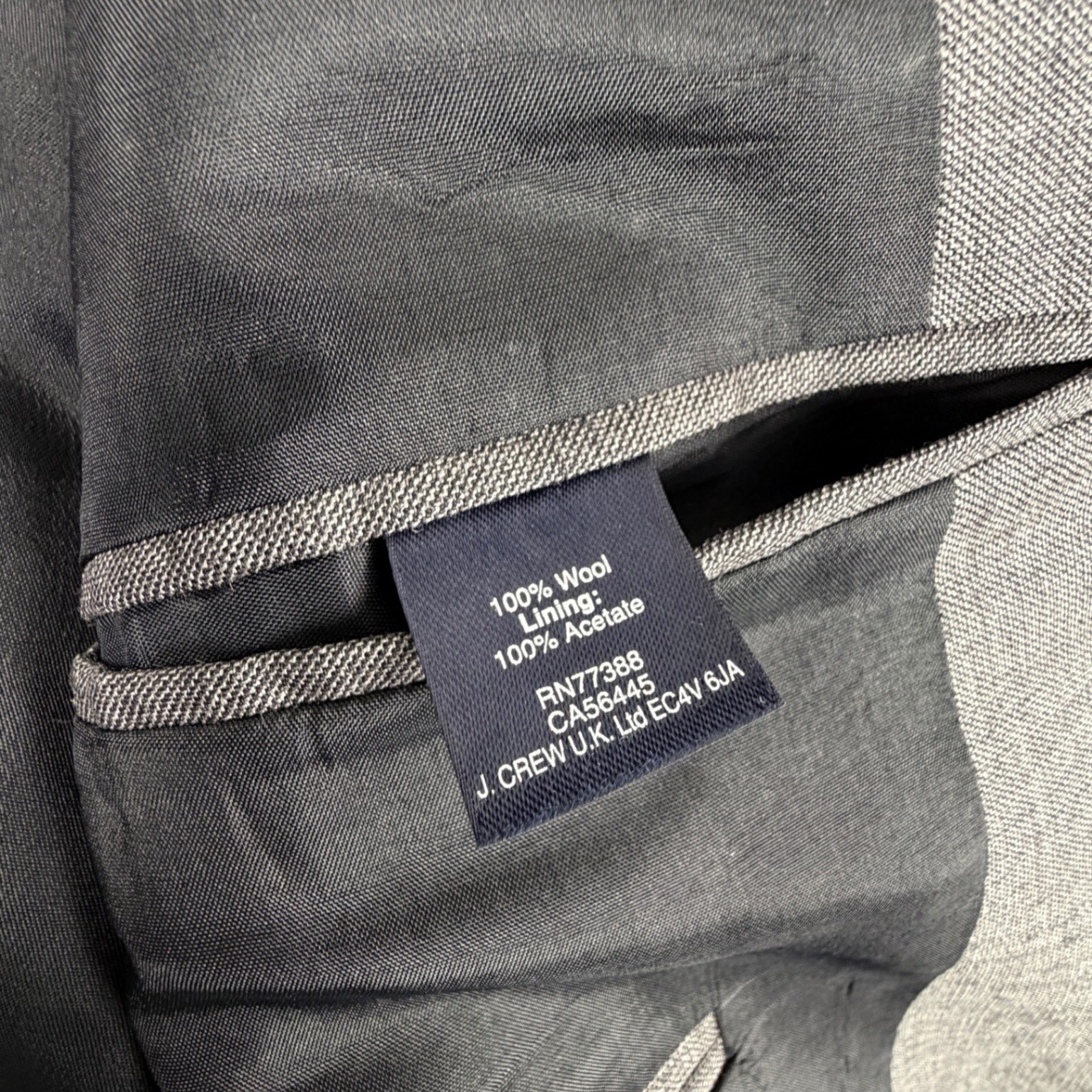 J. Crew Thompson Suit Mens 38R 31X32 Gray Wool 2-Button Slim Fit Professional