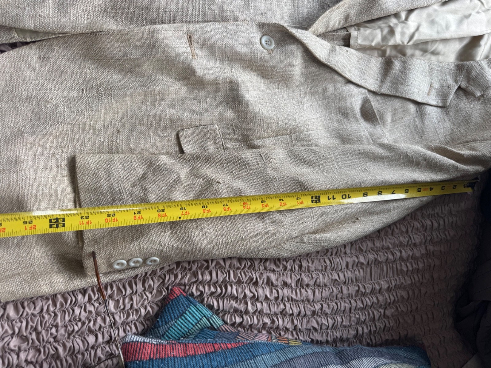 Emile Duval thick woven linen/cotton Suit Jacket -see photos for measurements .
