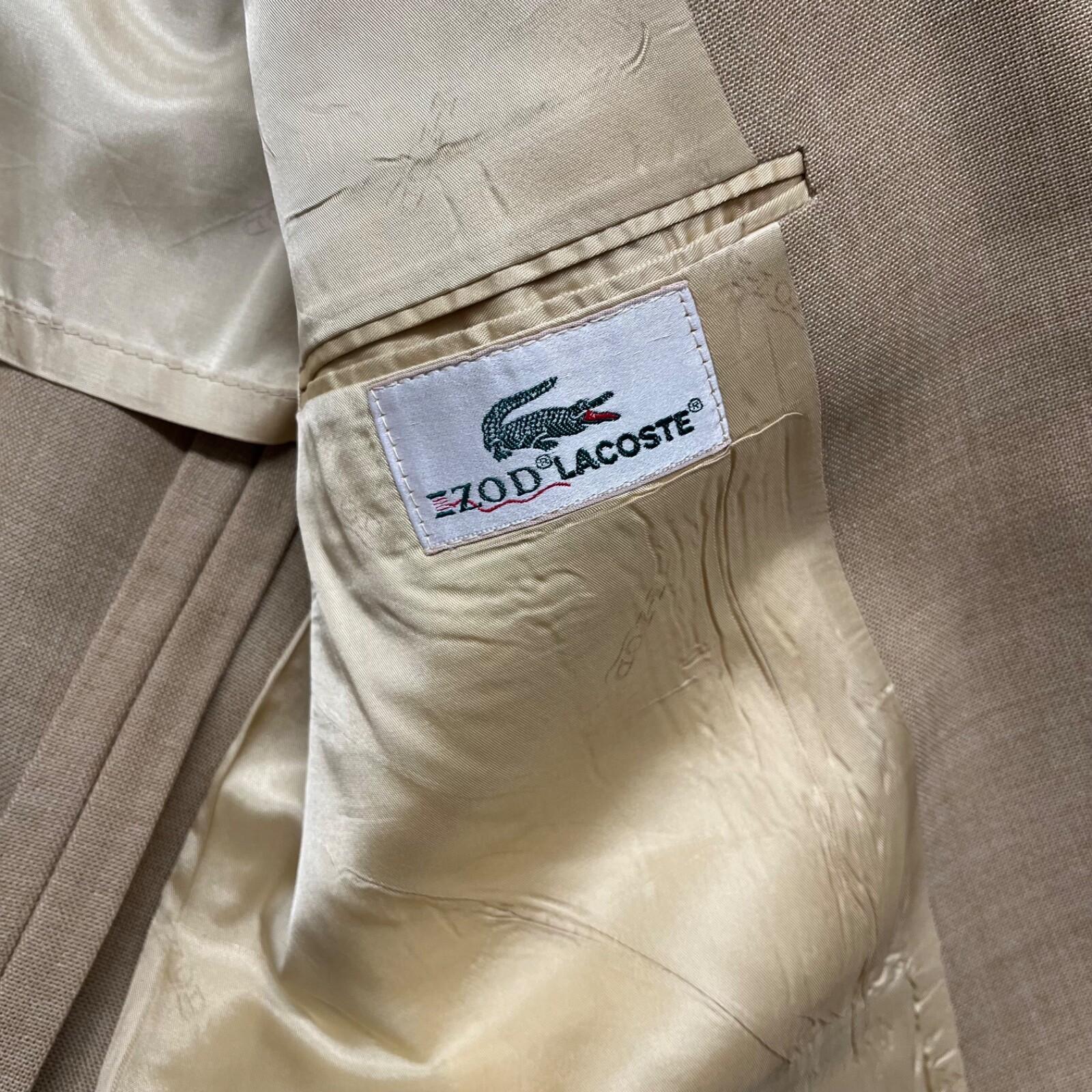 Izod Lacoste Blazer Mens 42 Tan Sport Coat Retro Preppy Golf Heritage