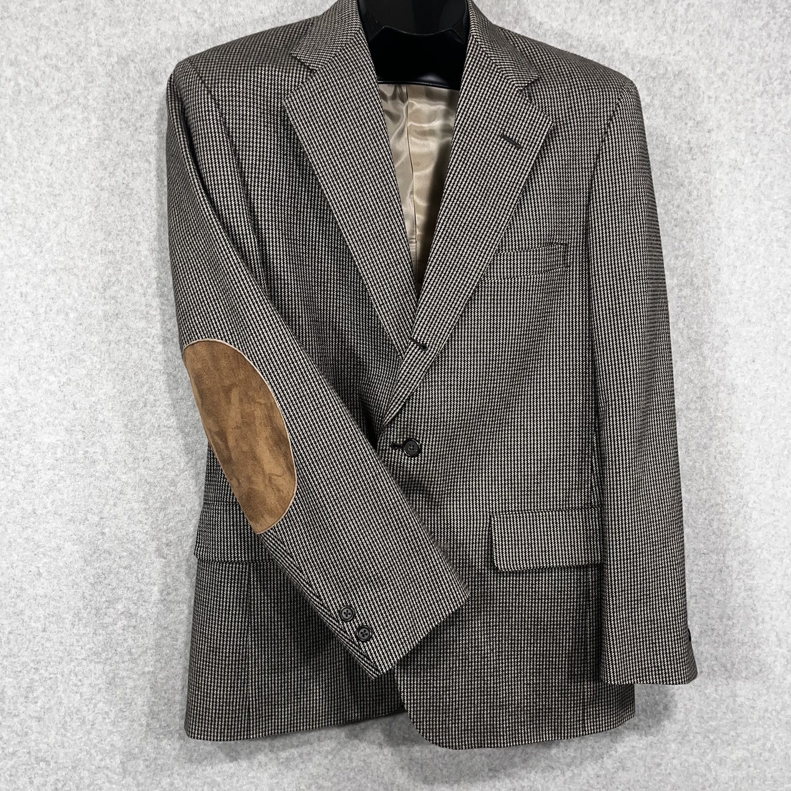 Norm Thompson Blazer Men Houndstooth Wool Elbow Patch Sport Coat Jacket USA READ