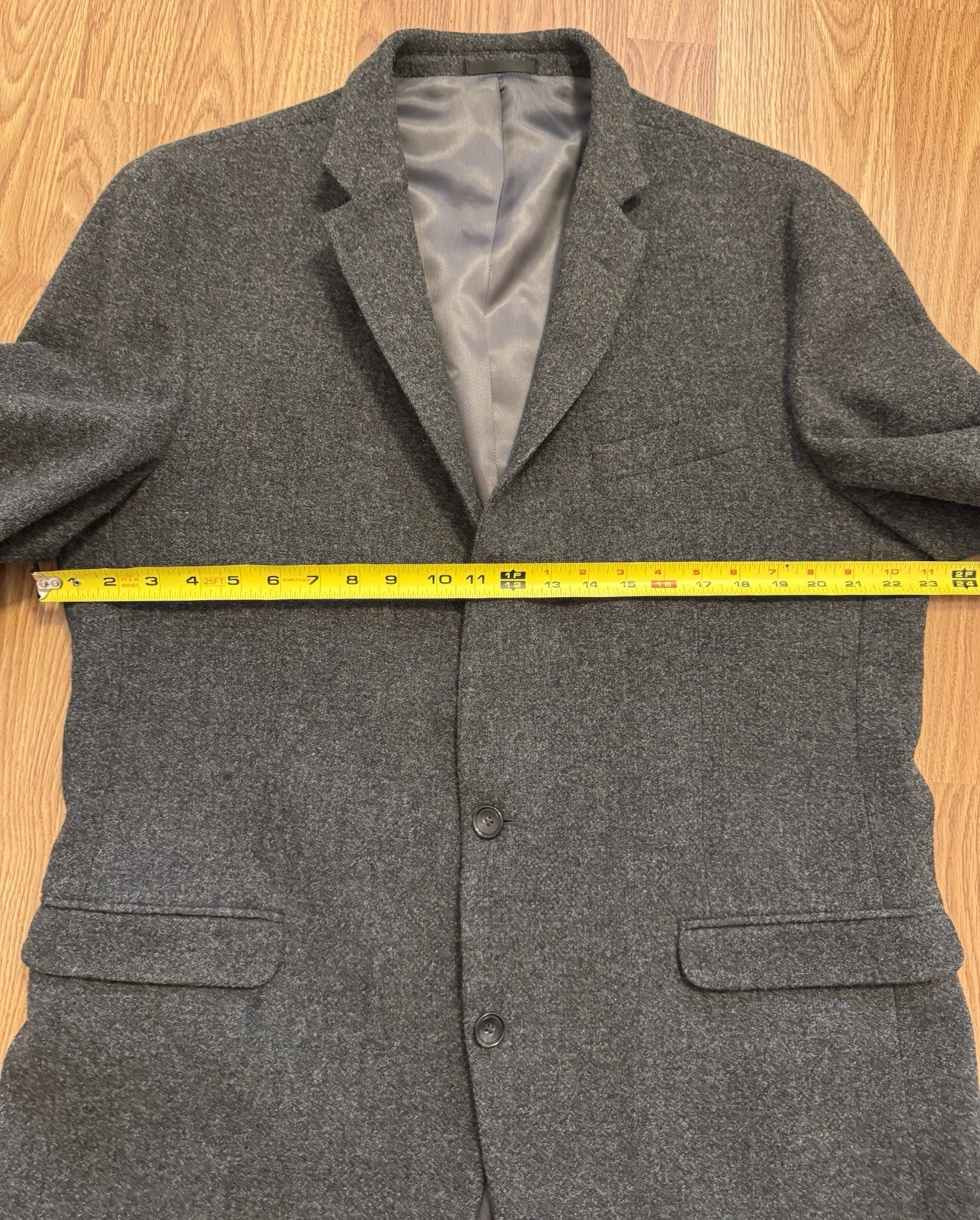 Kenneth Cole New York Men Blazer 100% Wool Gray Size: 46 XL Made in Mexico