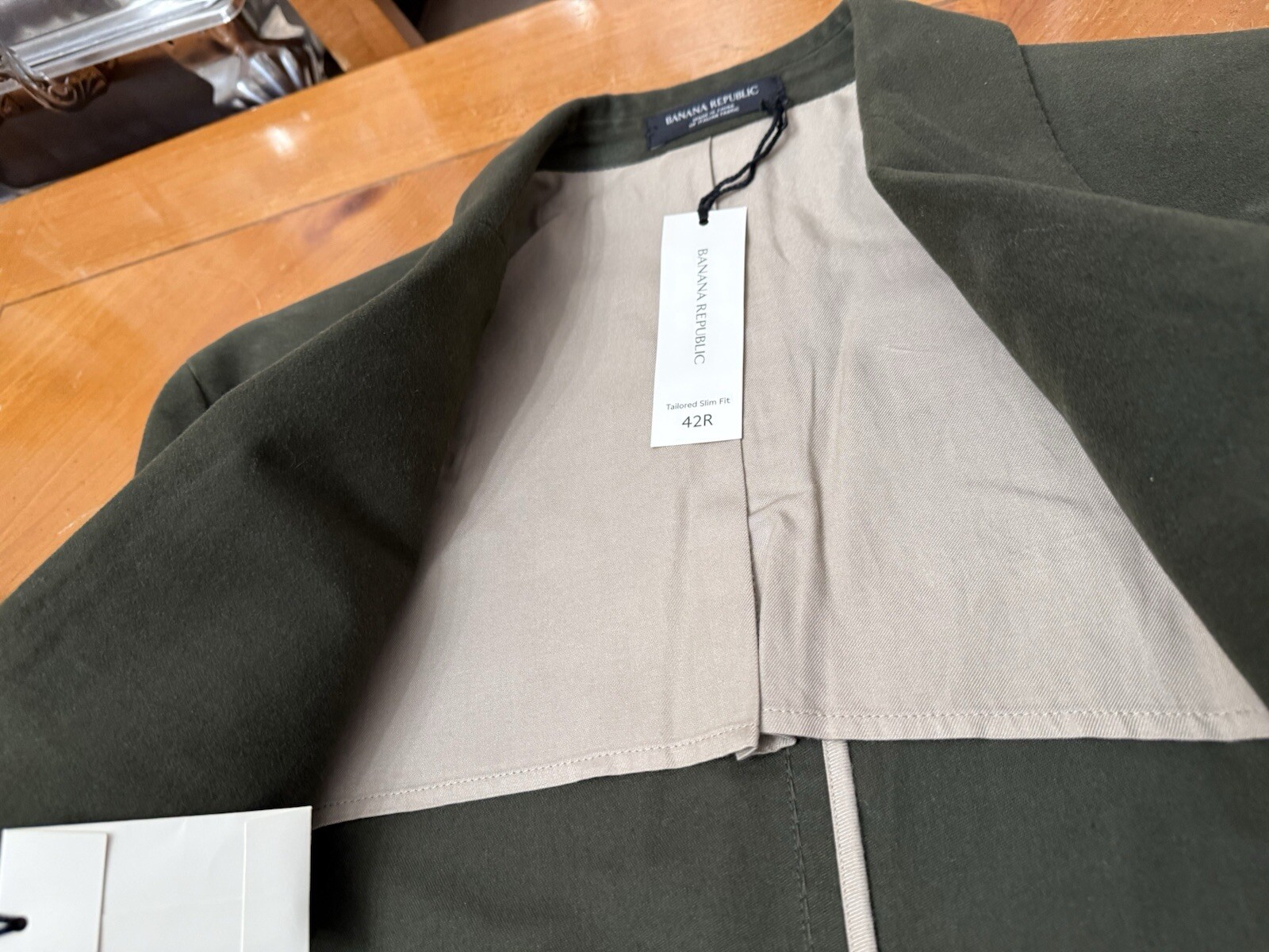 Moleskin Cotton Suit – 42 R Jacket, 34x 31 Pants, Banana Republic Green SLIM FIT