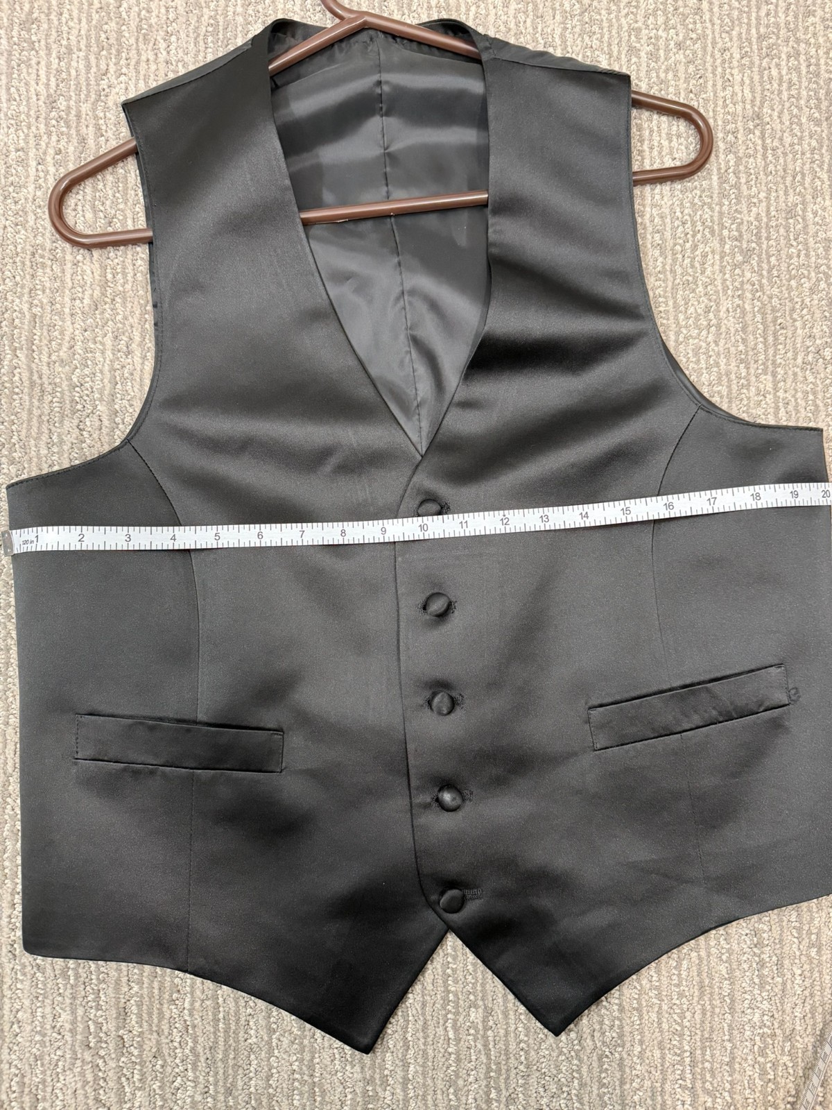 Men’s Black Formal Dress Vest Waistcoat Unbranded Size S/M (See Measurements)