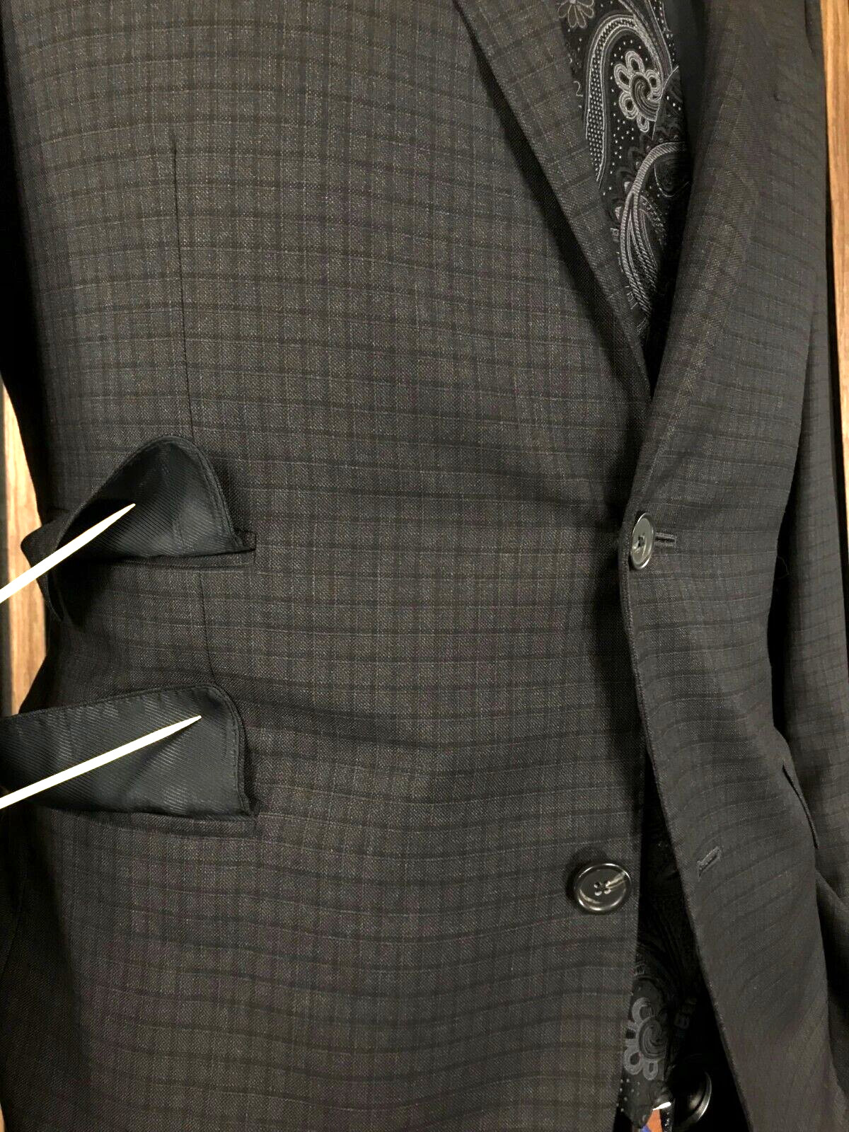 Samuelsohn Custom Super 140 Wool Jacket 40R Sport Coat Blazer Gray CHECK 40 R