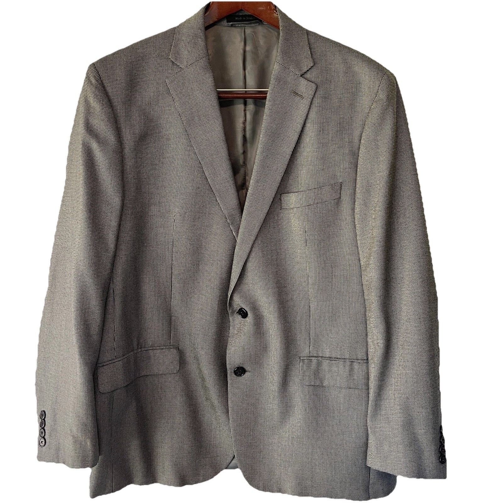 Lauren Ralph Lauren Blazer Suit Jacket Men’s 46 L Houndstooth Gray Blue Jordan