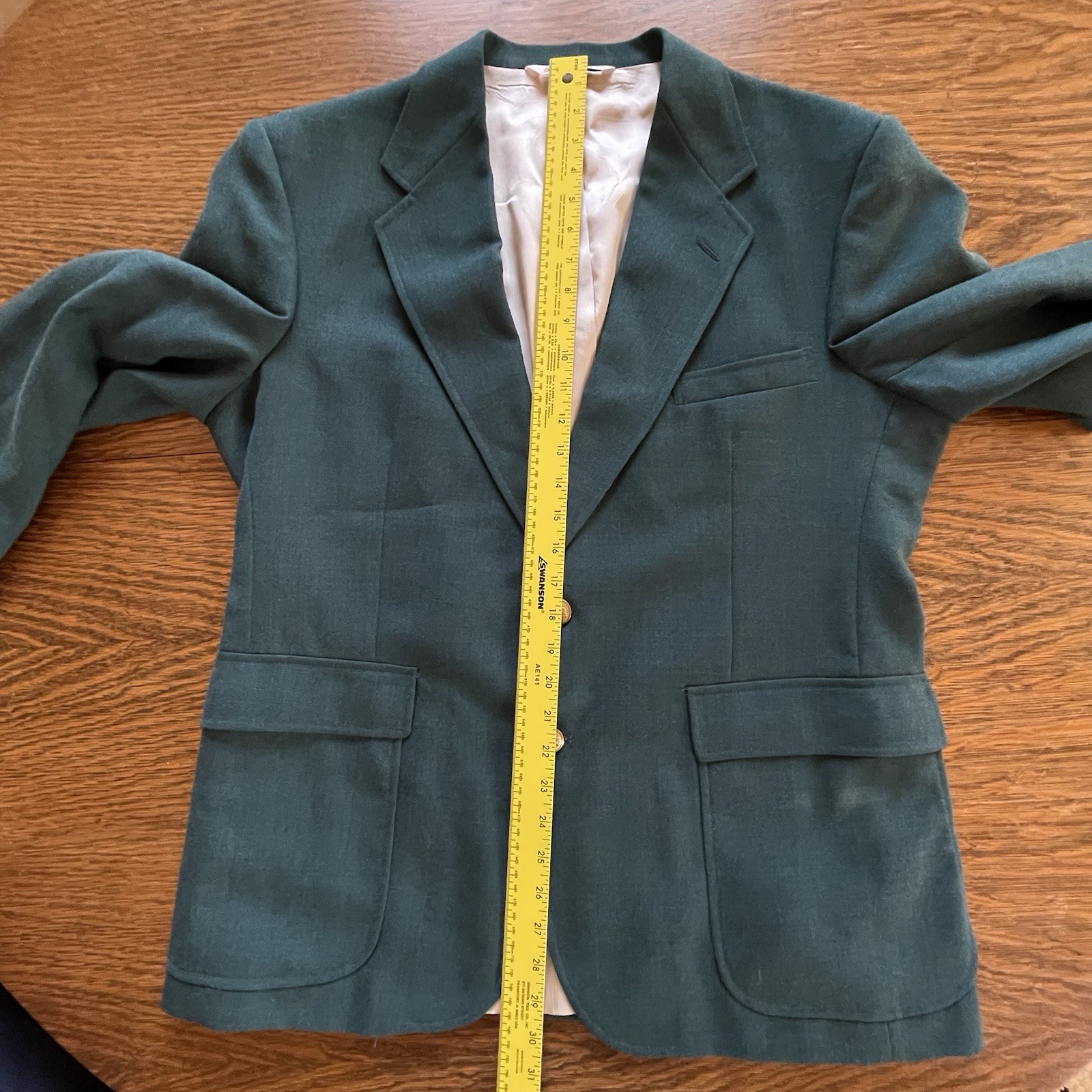VINTAGE Stafford Mens Green Blazer Jacket Gold Buttons USA Classic Size 42S