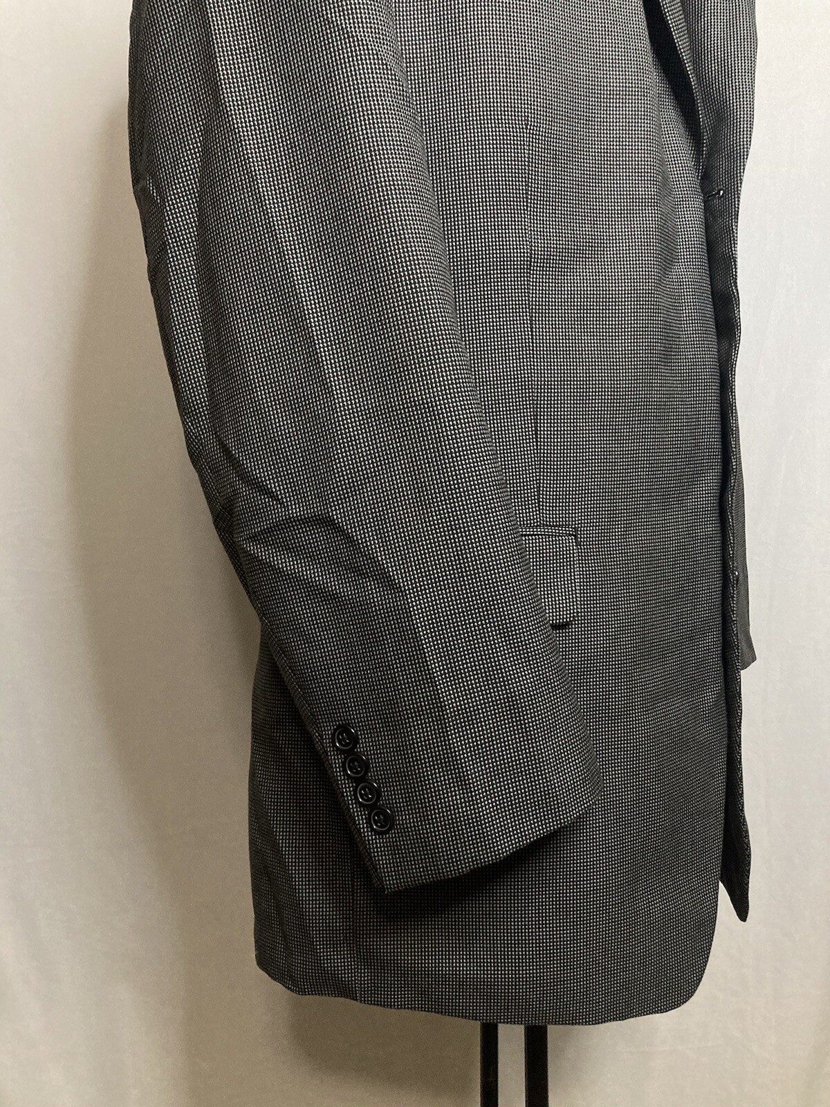 Mens Blazer 42L Gray Nailhead 3 Button XL 46″ Sport Coat Suit Jacket Van Heusen