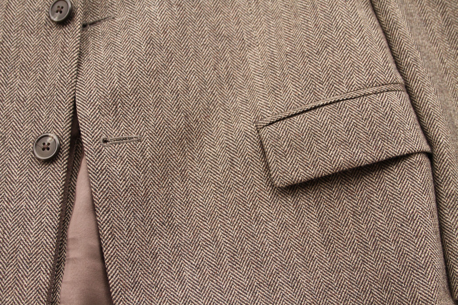 VTG Ralph Lauren Herringbone Blazer Men’s 42R -100% Pure Wool-Canada Made -Brown