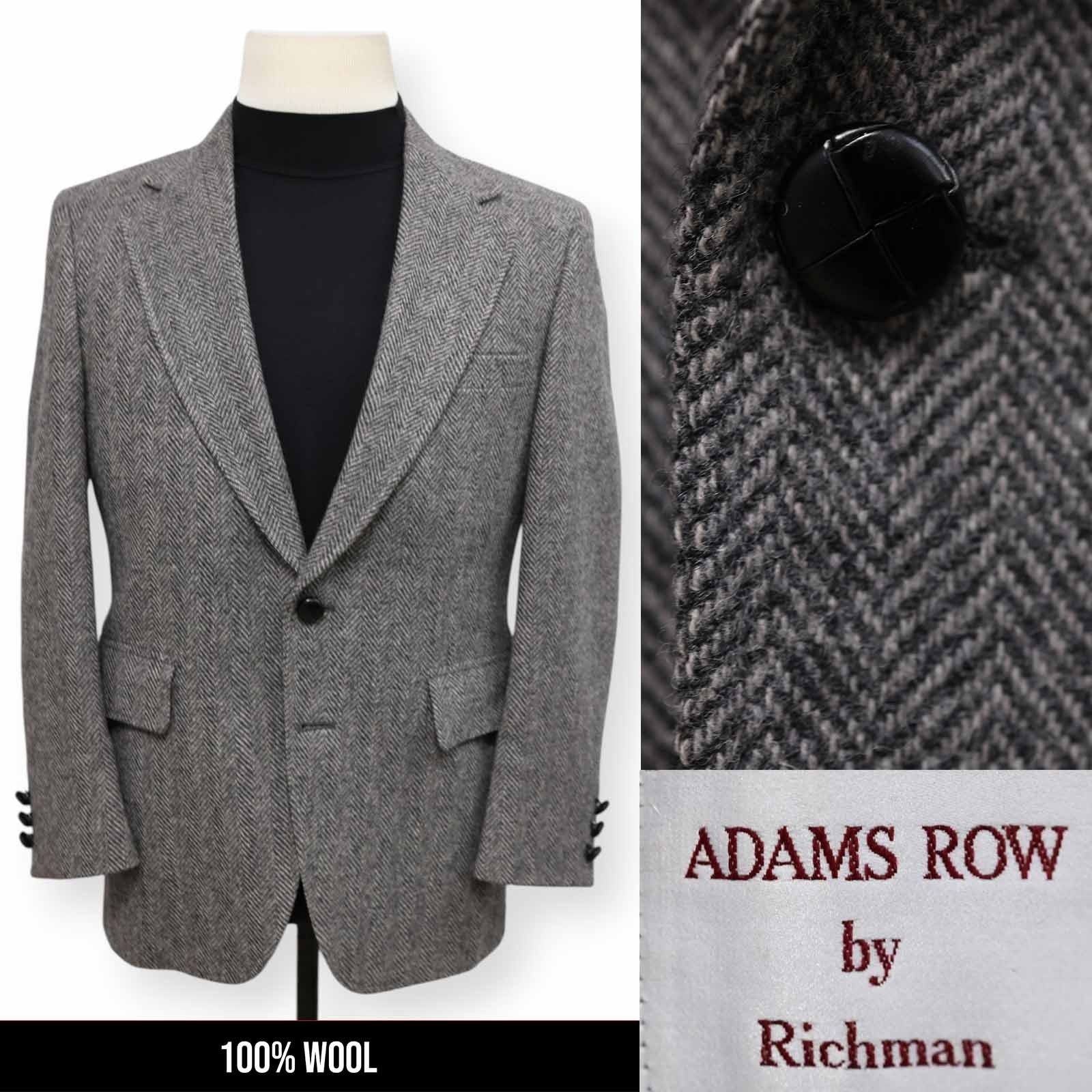 ADAMS ROW VINTAGE TWEED mens gray HERRINGBONE sport coat suit jacket blazer 37 S