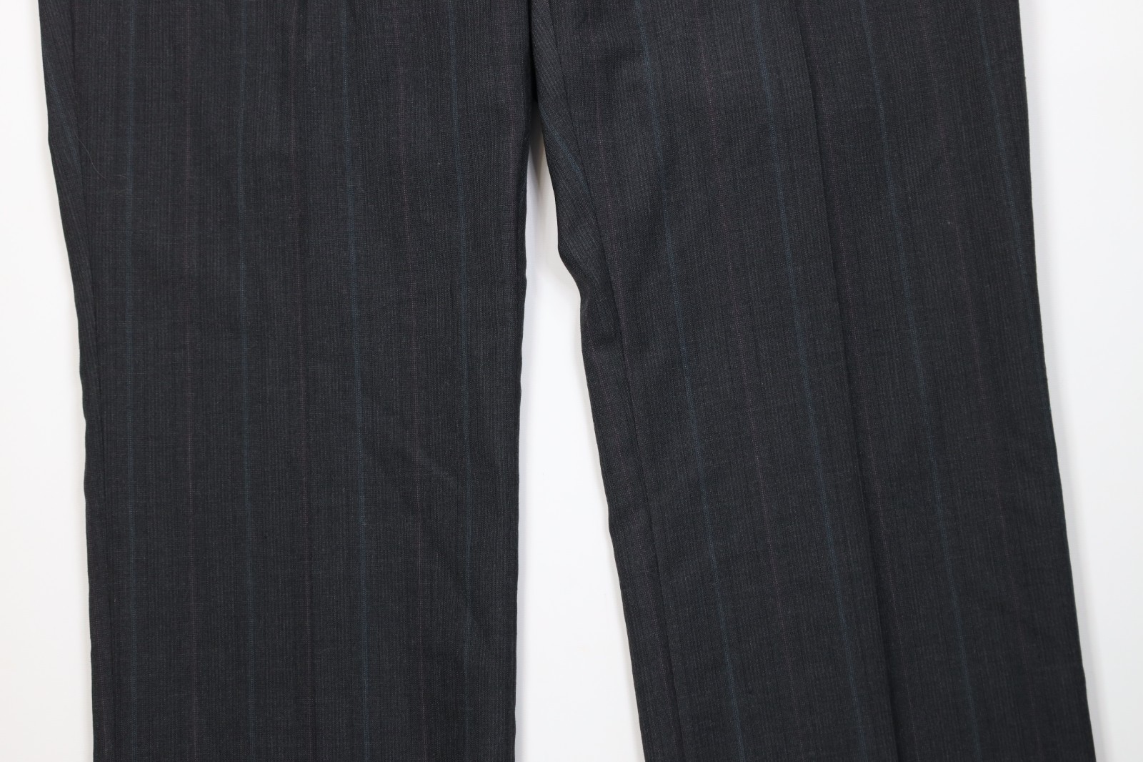 Vtg 90s Streetwear Mens 52L 2 Piece Wool Striped Suit Wide Leg Gray 44×32 USA