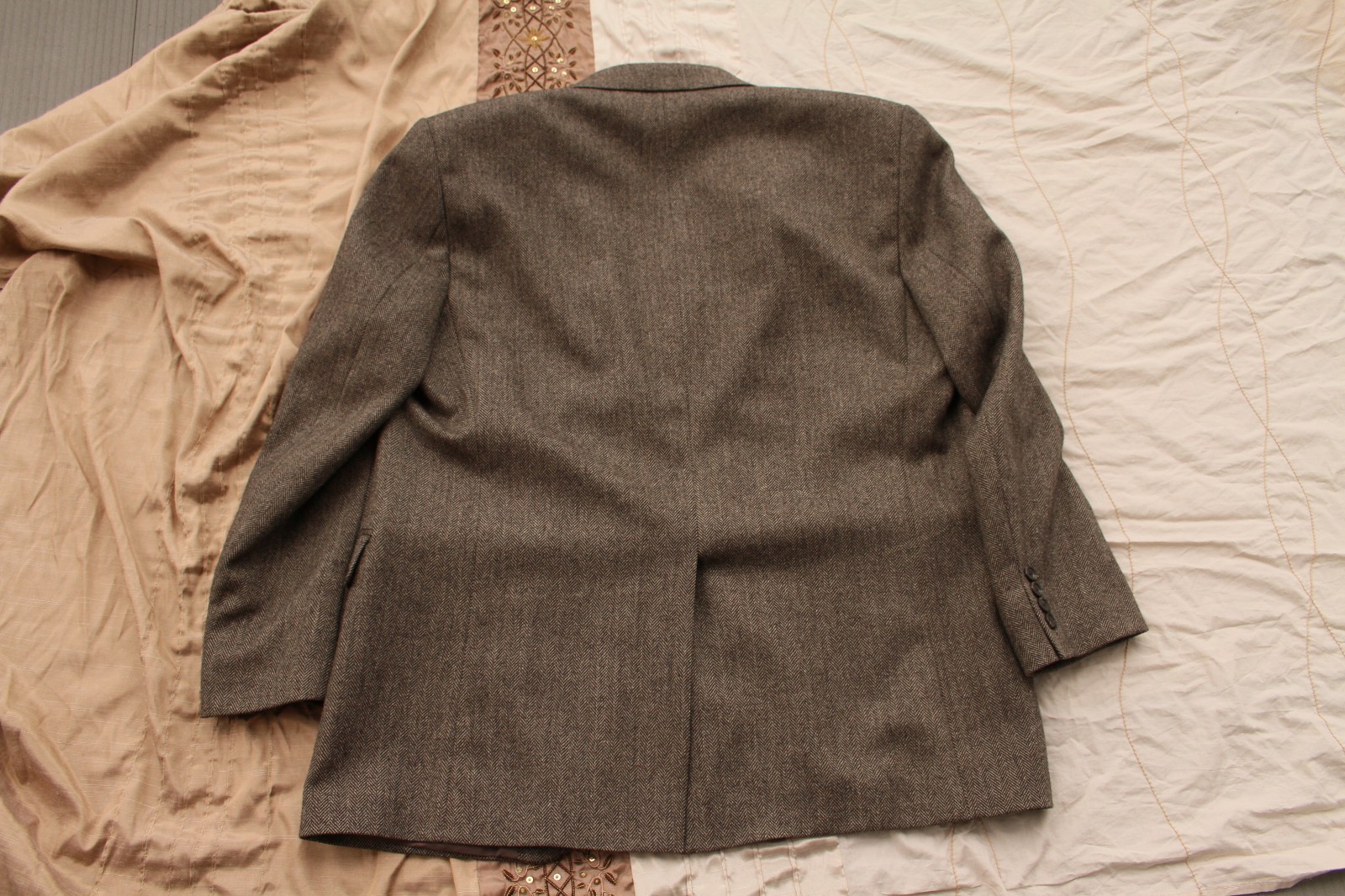 VTG Ralph Lauren Herringbone Blazer Men’s 42R -100% Pure Wool-Canada Made -Brown