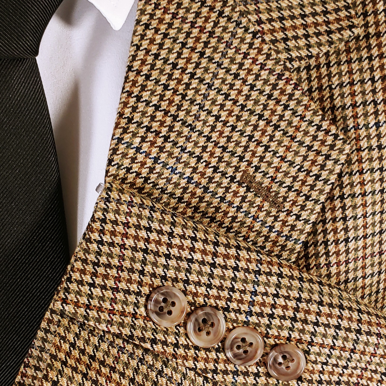 Roundtree & Yorke Sport Coat Men 41R 42R Brown Silk Wool Geometric Jacket 2 Bttn