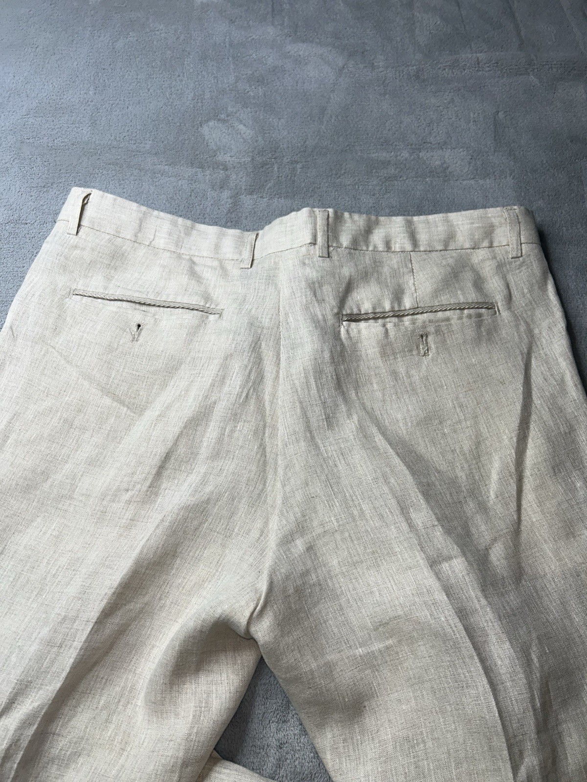 Tasso Elba Linen Suit XXL 48-50 Beige Unlined Blazer Pants 36×30 Mens