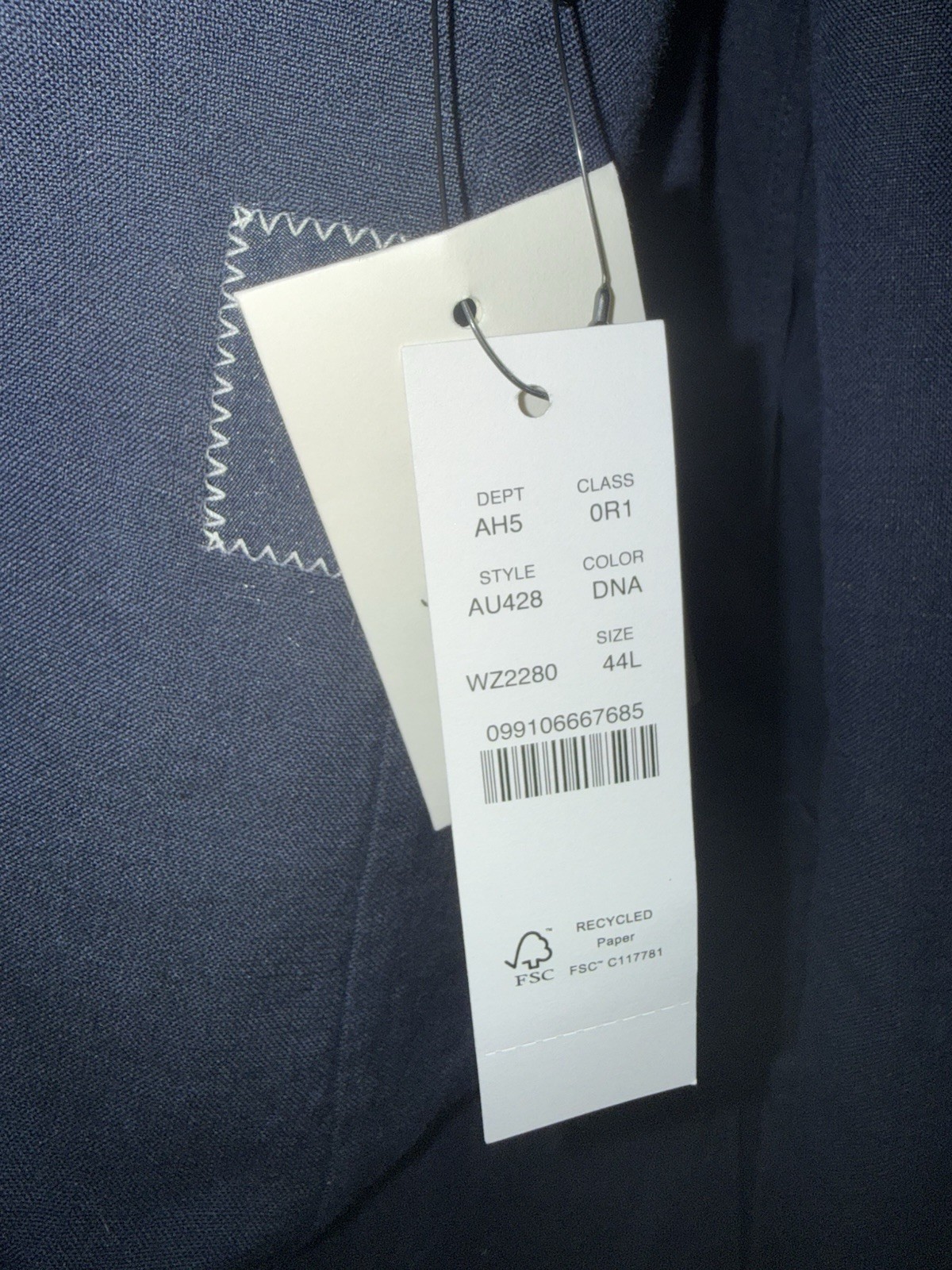J.Crew Ludlow Men’s 2-Piece Suit Navy Solid 44L Cotton Linen 38×32